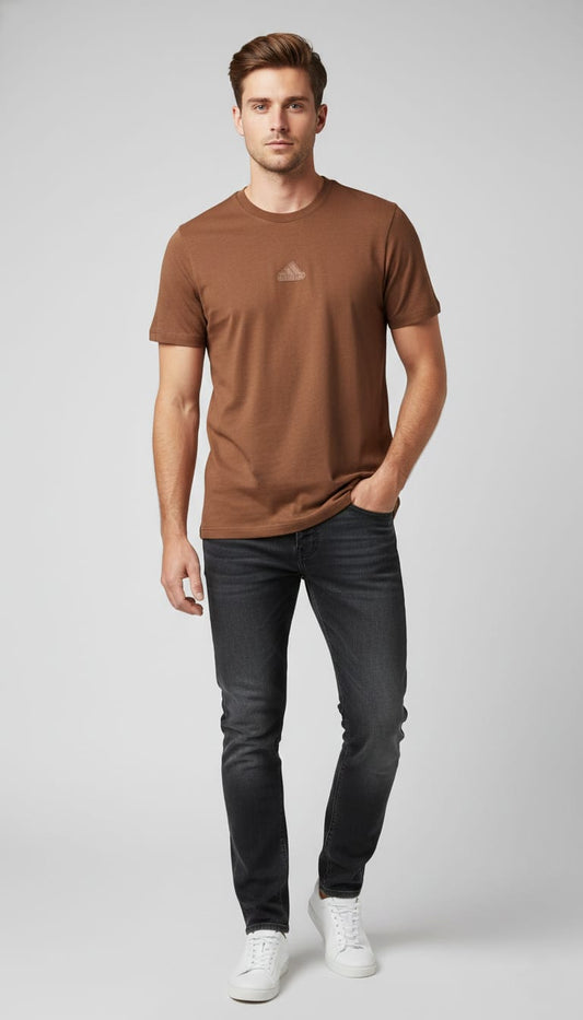 ADIDAS Rustic Cocoa Casual Fit Short Sleeve Crew T-Shirt