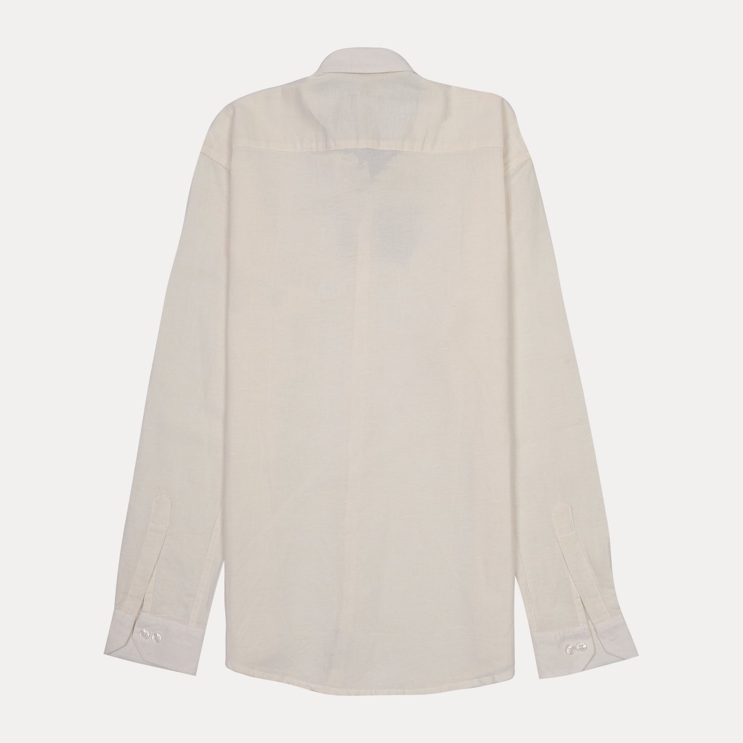 GANT Ethereal Cream Tailored Fit Long Sleeve Linen-Blend Shirt