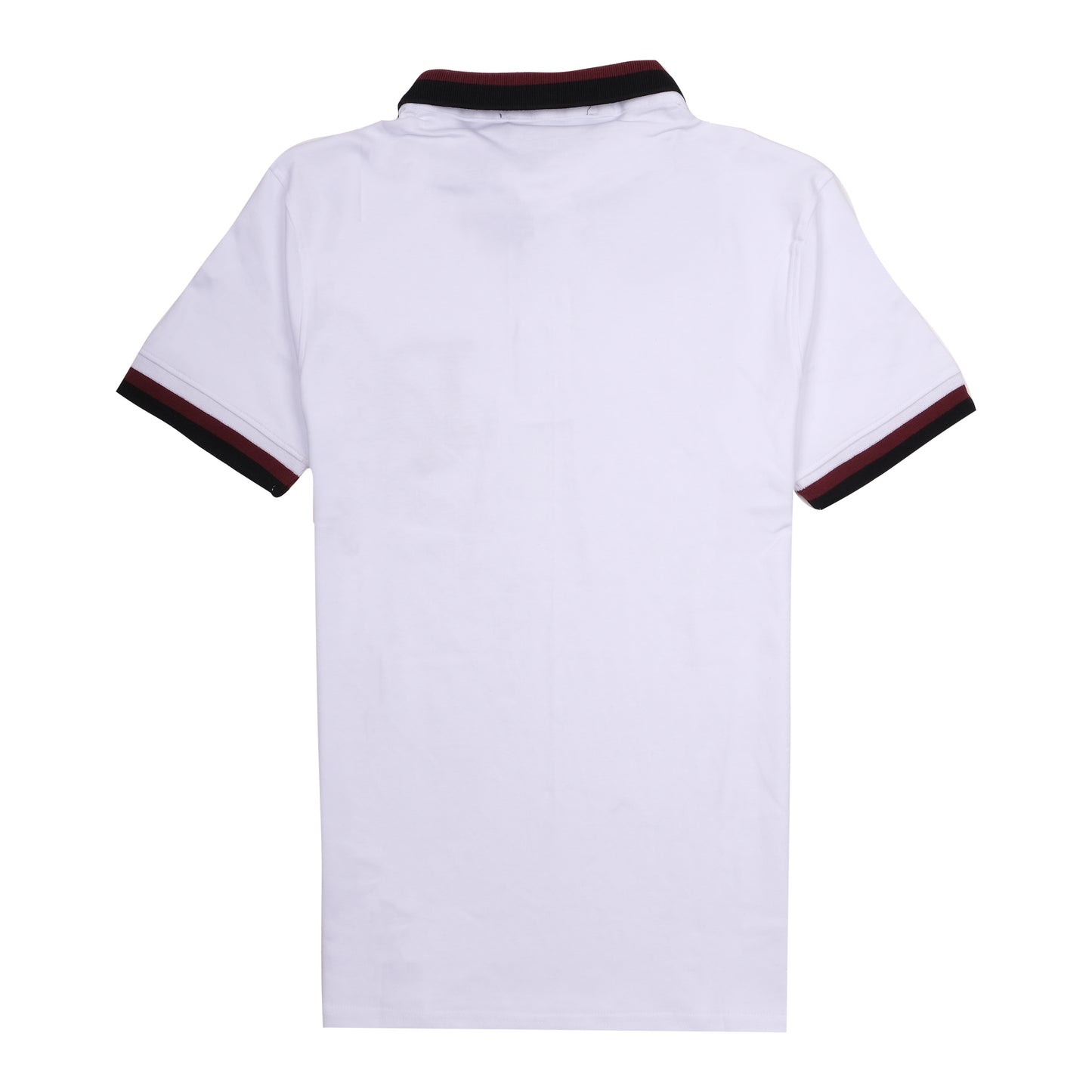 DOLCE&GABBANA White Polo with Burgundy Trim and Logo