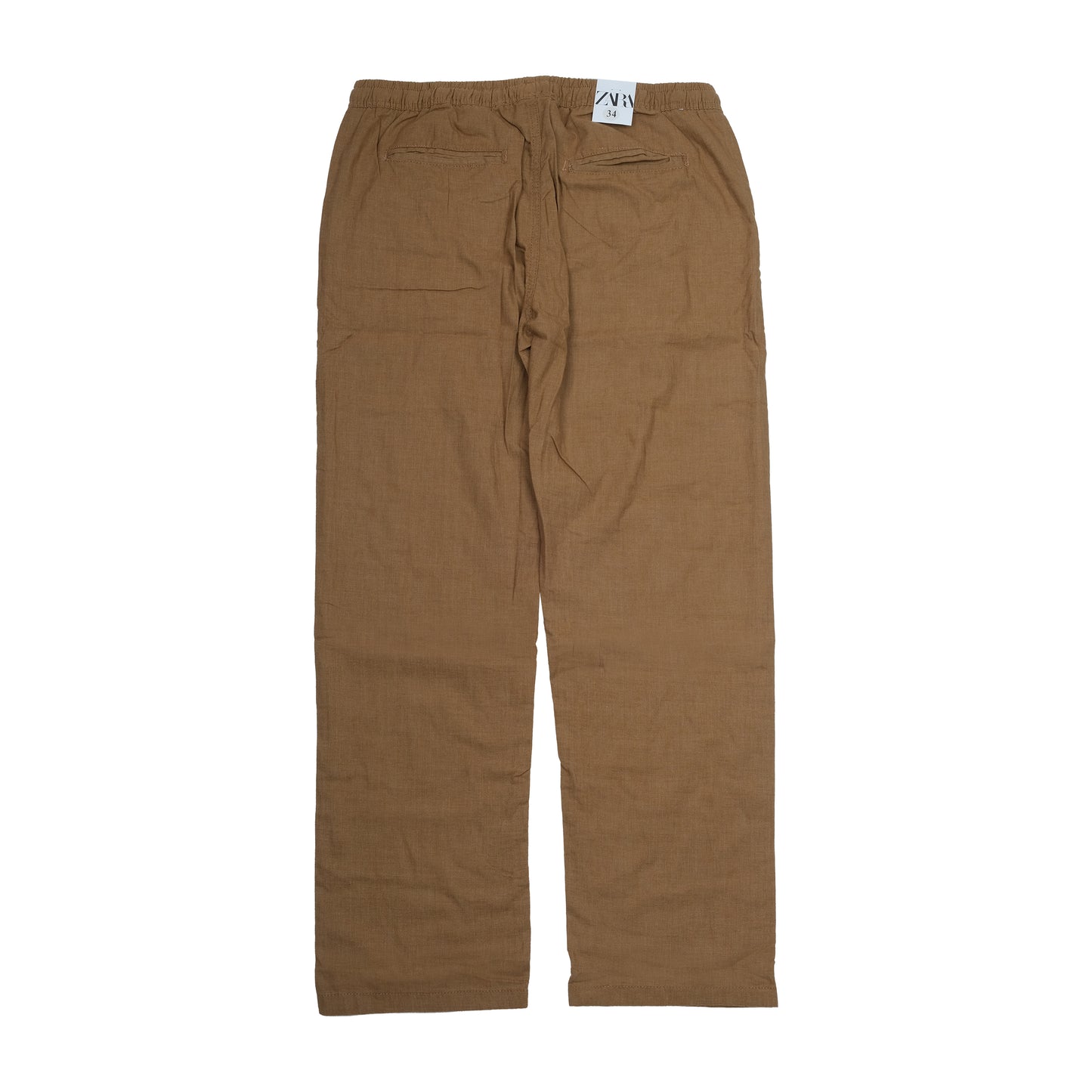 ZARA Embered Copper Easy Fit Linen-Blend Drawstring Trousers