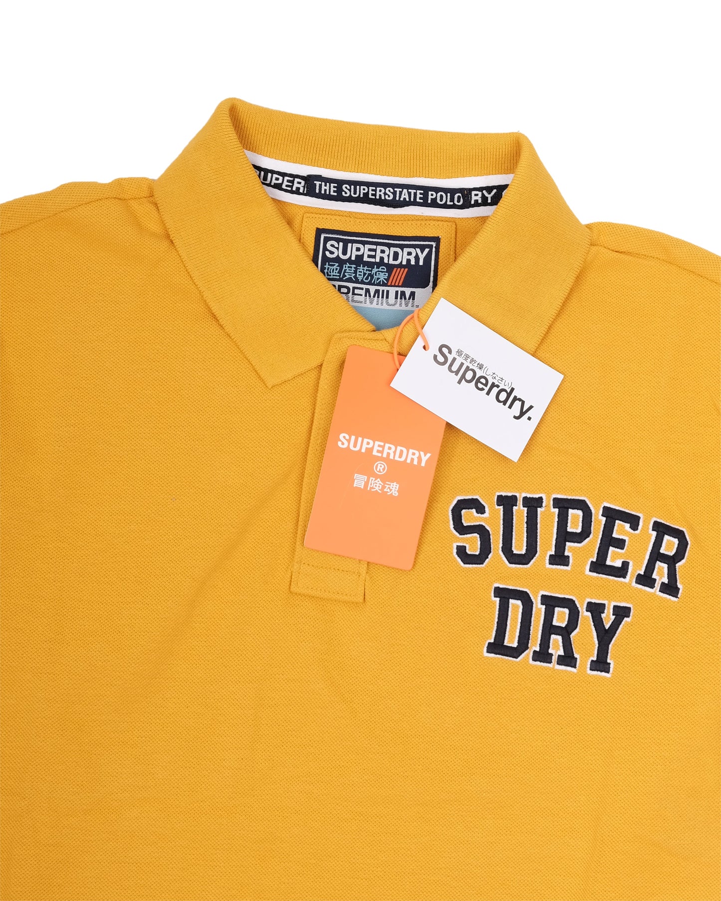 SUPERDRY Mustard Yellow Superstate 84 Appliqué Classic Polo Shirt