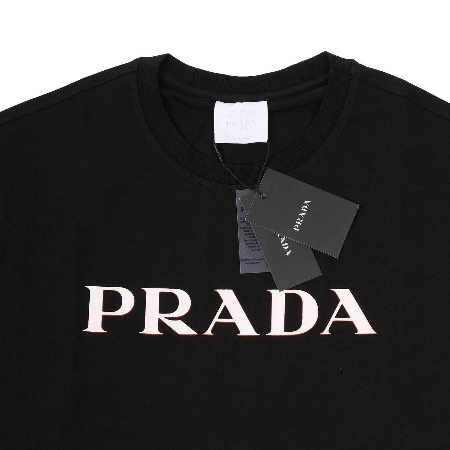 Prada Black Classic White Logo T-shirt
