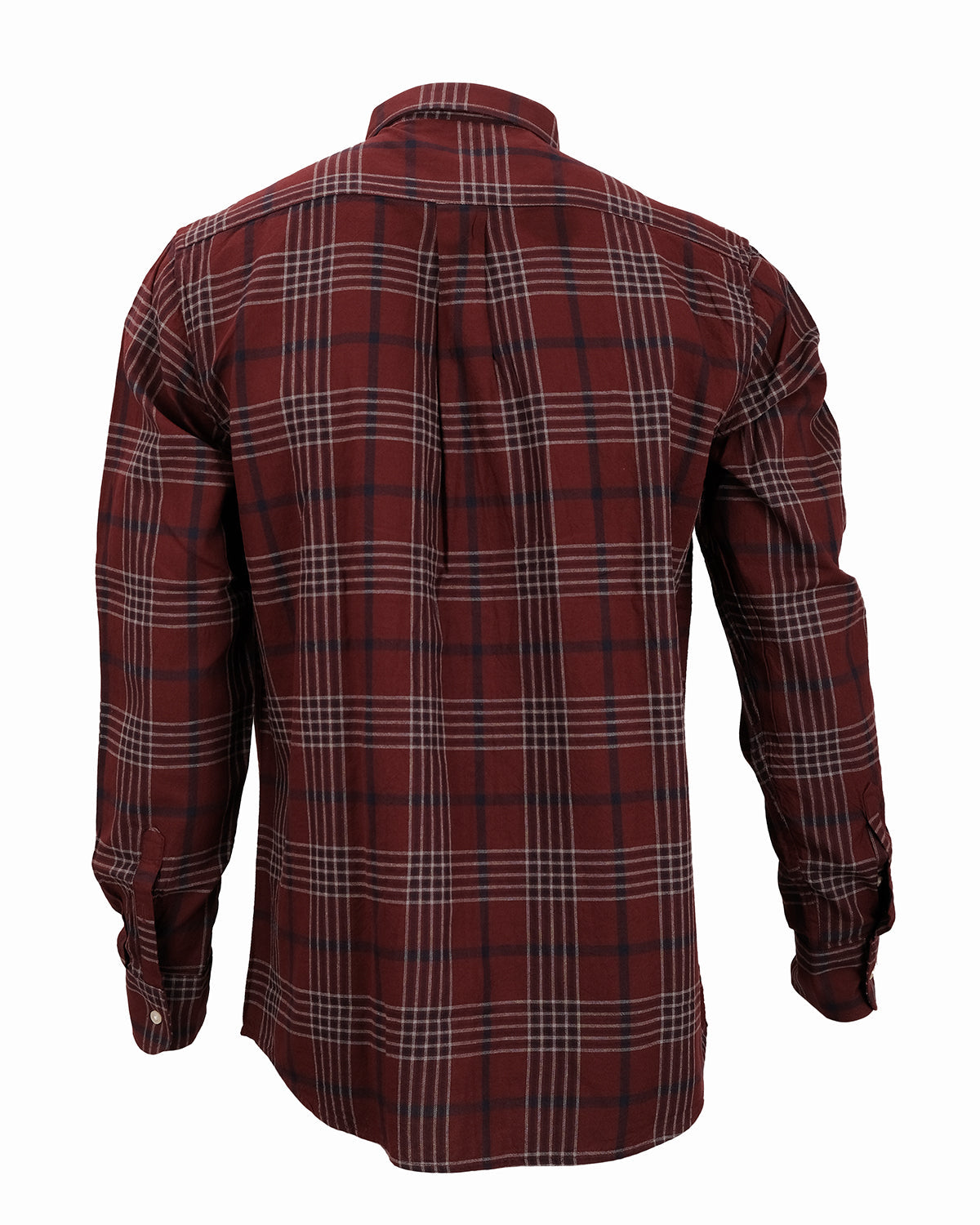 POLO RALPH LAUREN Burgundy Navy Long Sleeve Heritage Plaid Oxford Shirt