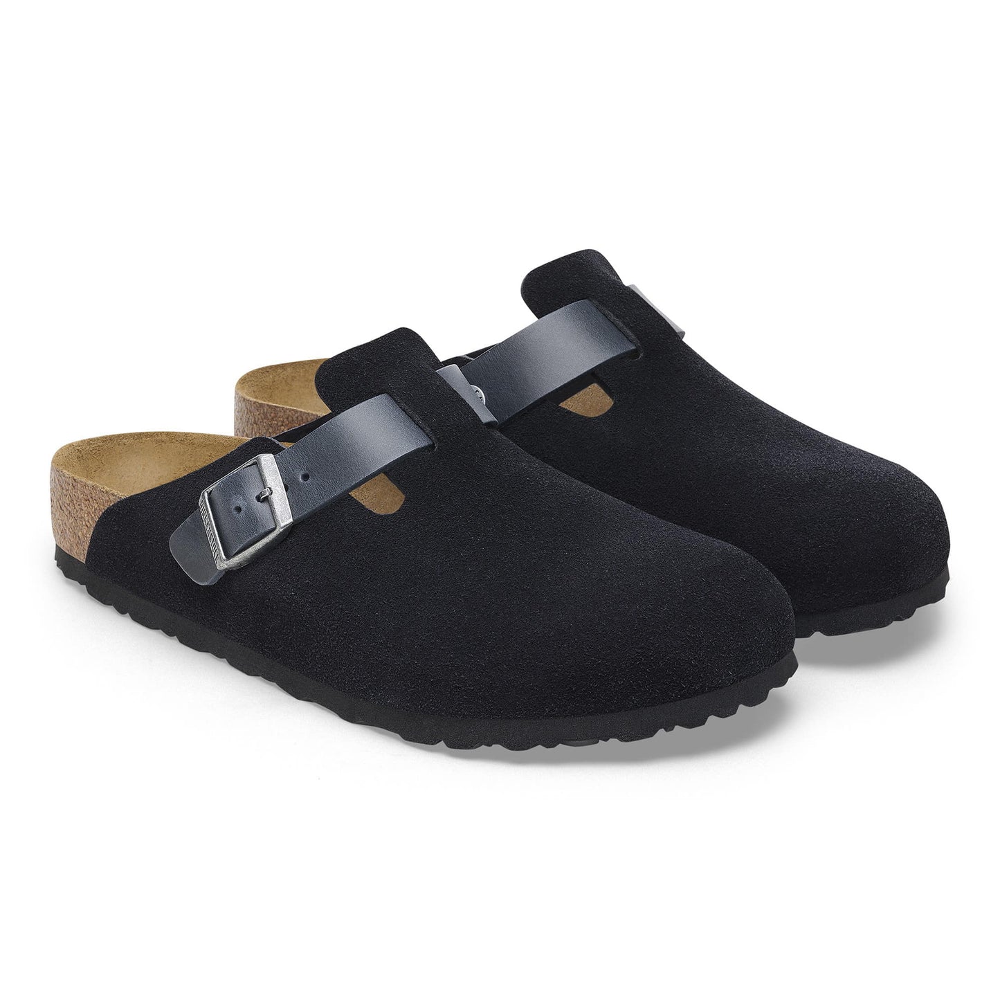 Birkenstock Boston Soft Footbed Suede Leather Black