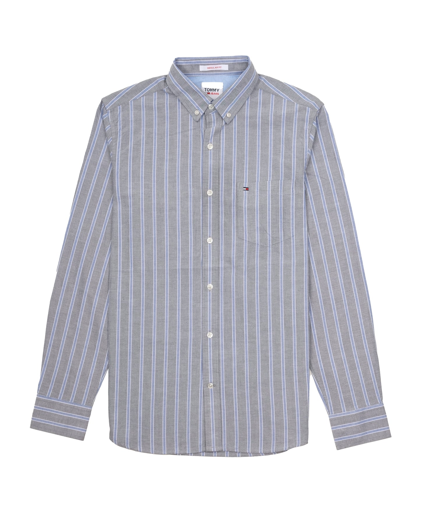 TOMMY HILFIGER Grey Blue Pinstripe Oxford Button-Down Shirt