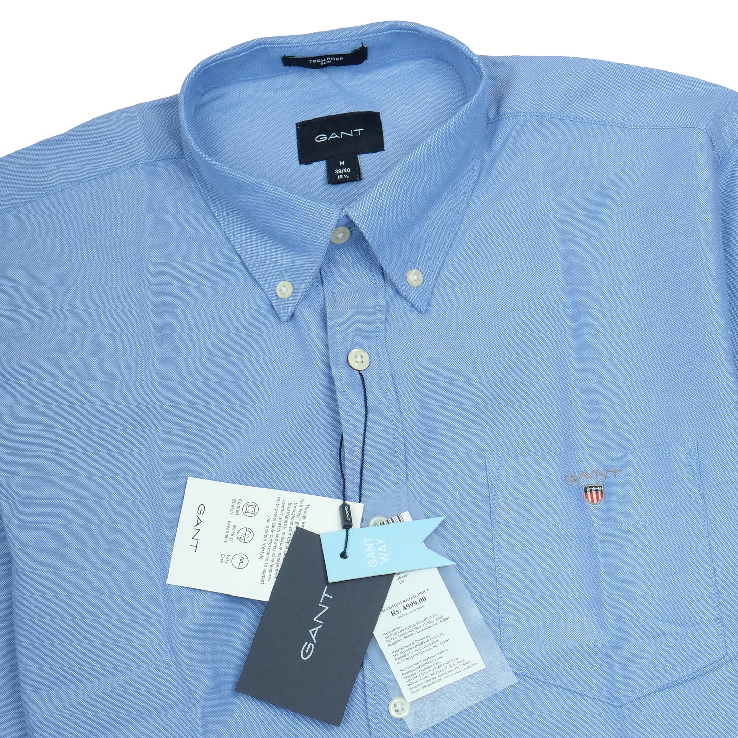GANT Light Blue Classic Fit Button-Down Shirt