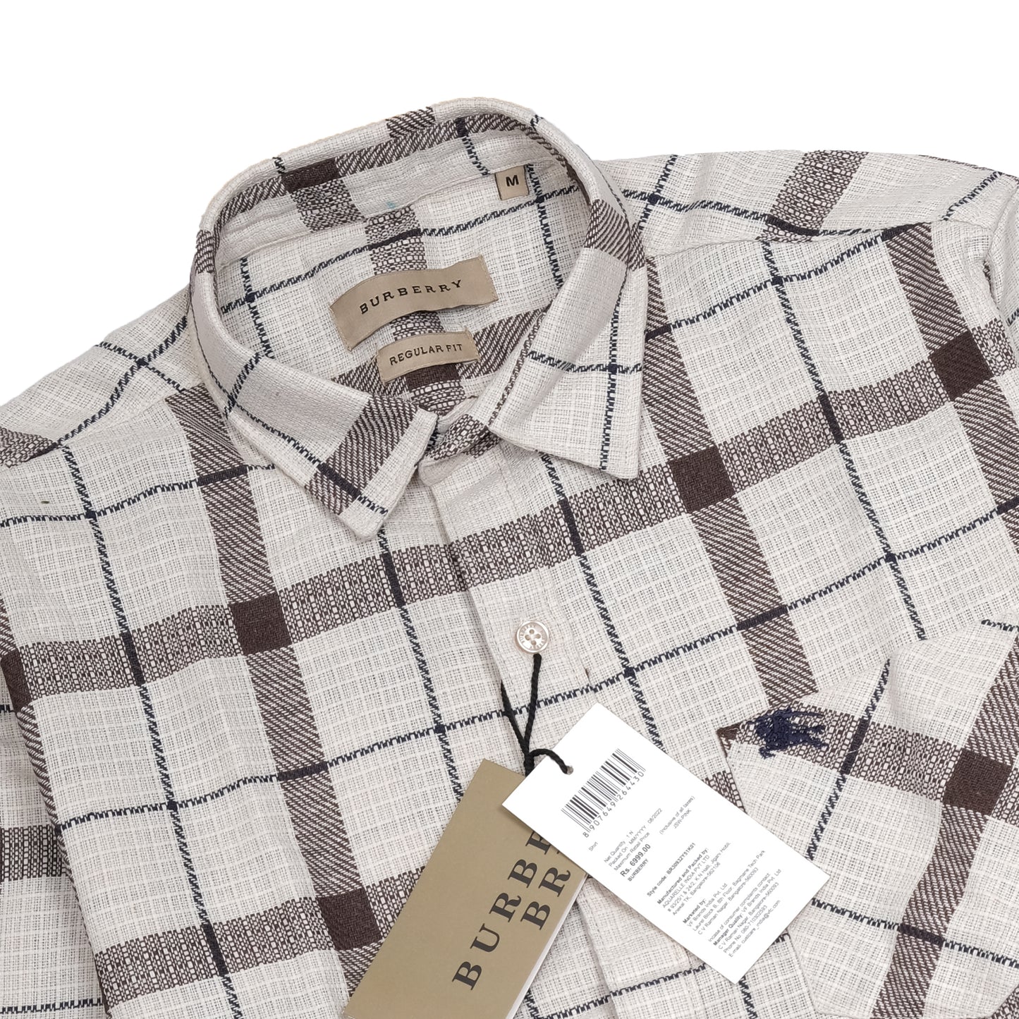 Burberry Beige Check Regular Fit Long Sleeve Shirt