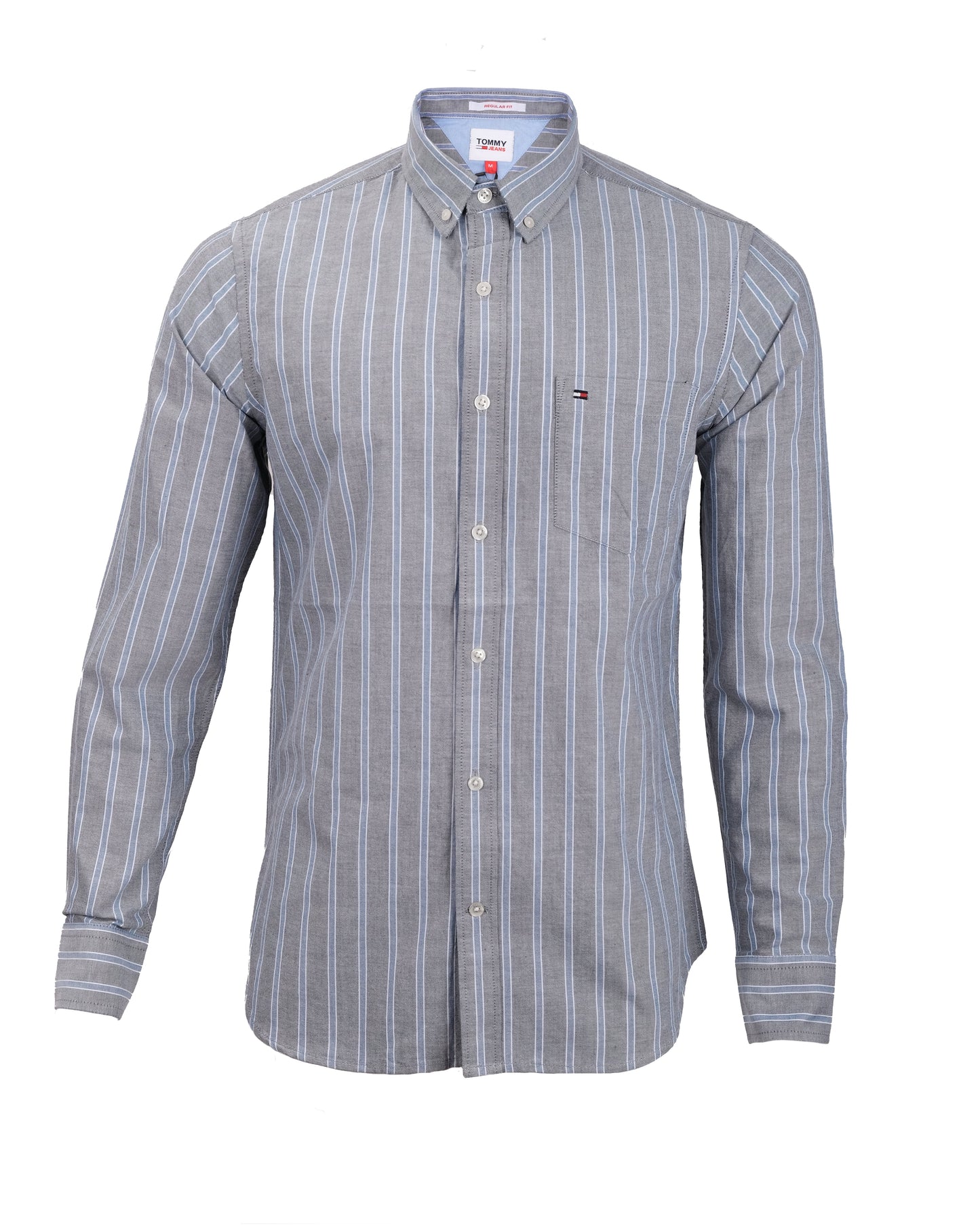 TOMMY HILFIGER Grey Blue Pinstripe Oxford Button-Down Shirt