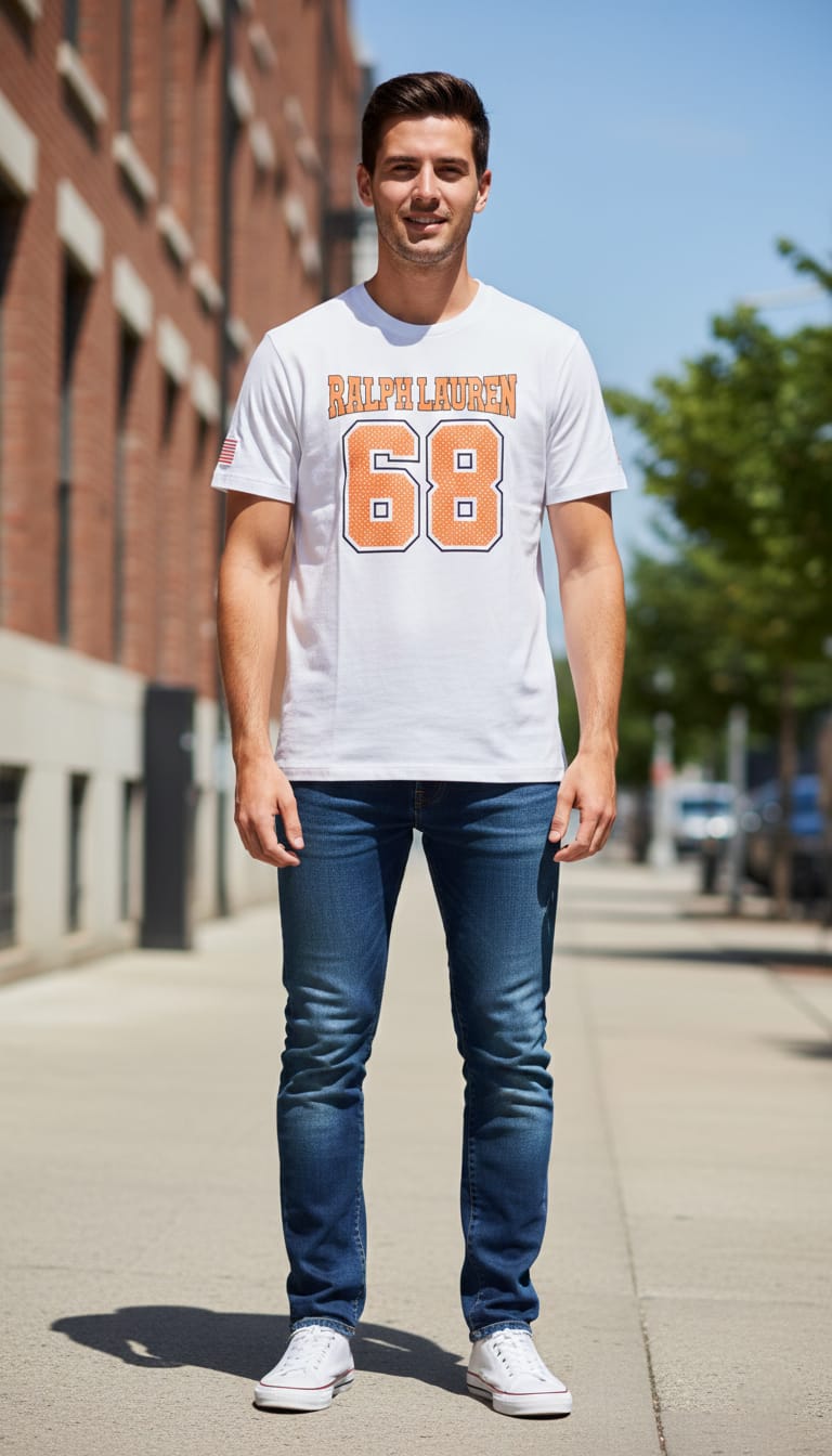 RALPH LAUREN Luminous Coral Relaxed Fit Short Sleeve Graphic Tee