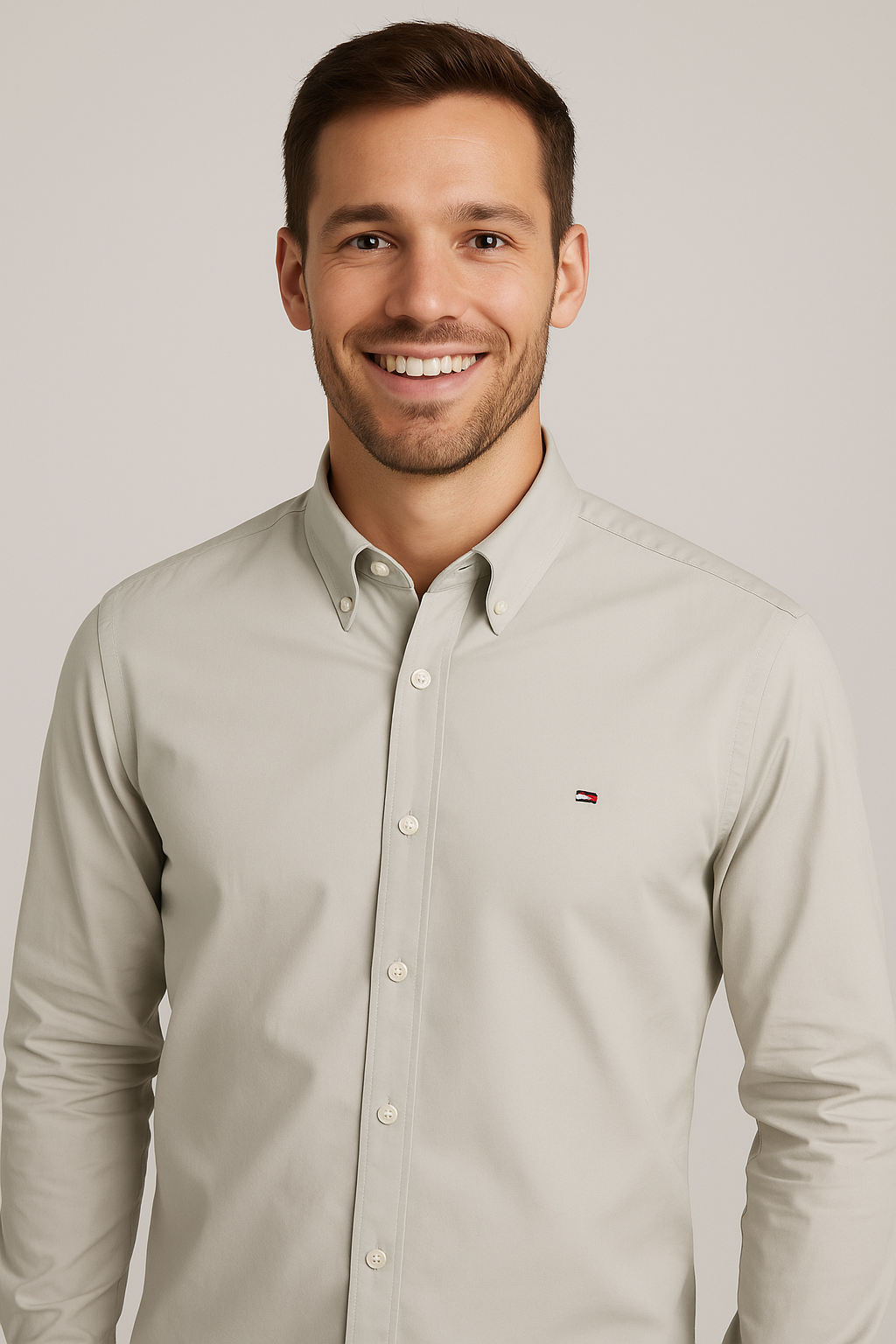 TOMMY HILFIGER Whispering Quartz Regular Fit Long Sleeve Button-Up Shirt