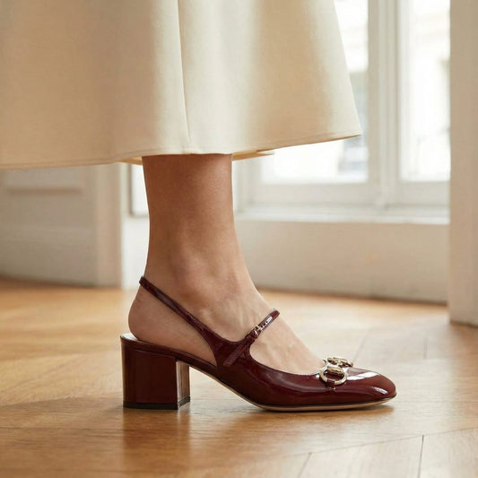 Gucci Patent Leather Slingback Heels with Buckle Detail