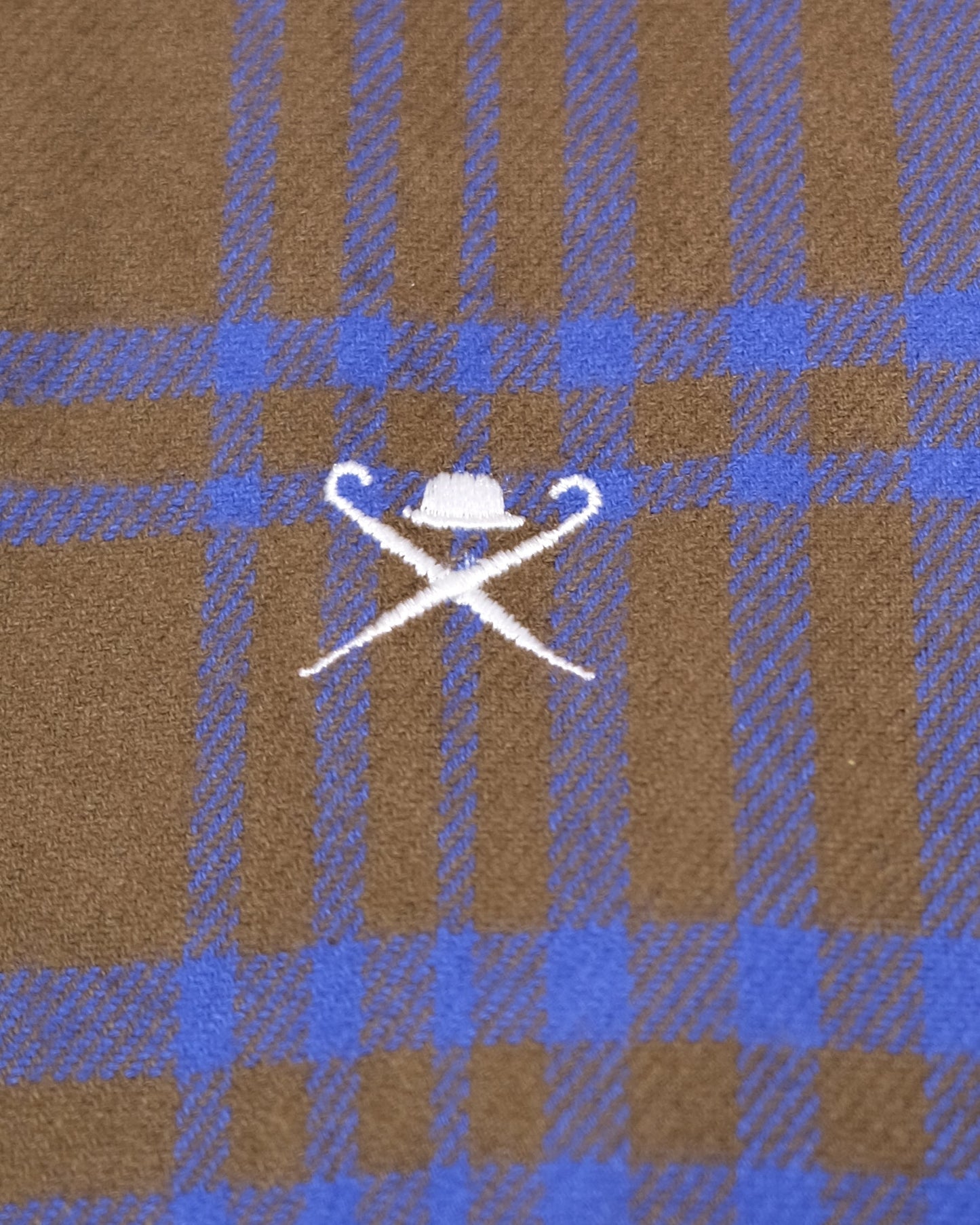 HACKETT LONDON Brown Blue Plaid Brushed Cotton Button-Down Shirt