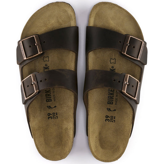 BIRKENSTOCK Rustic Chestnut Oiled Leather Arizona Sandals