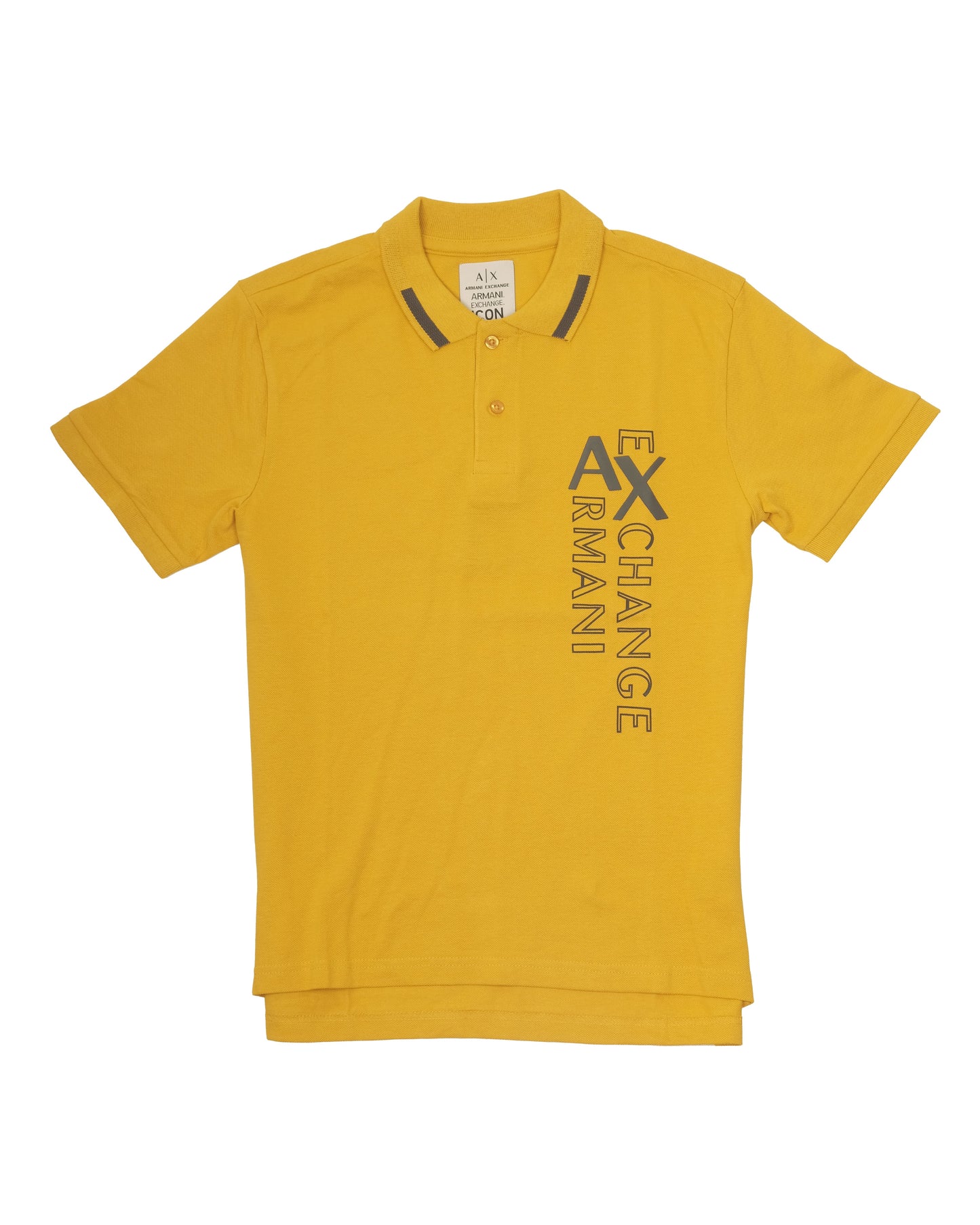 ARMANI EXCHANGE Mustard Yellow Vertical Logo Slim Polo Shirt