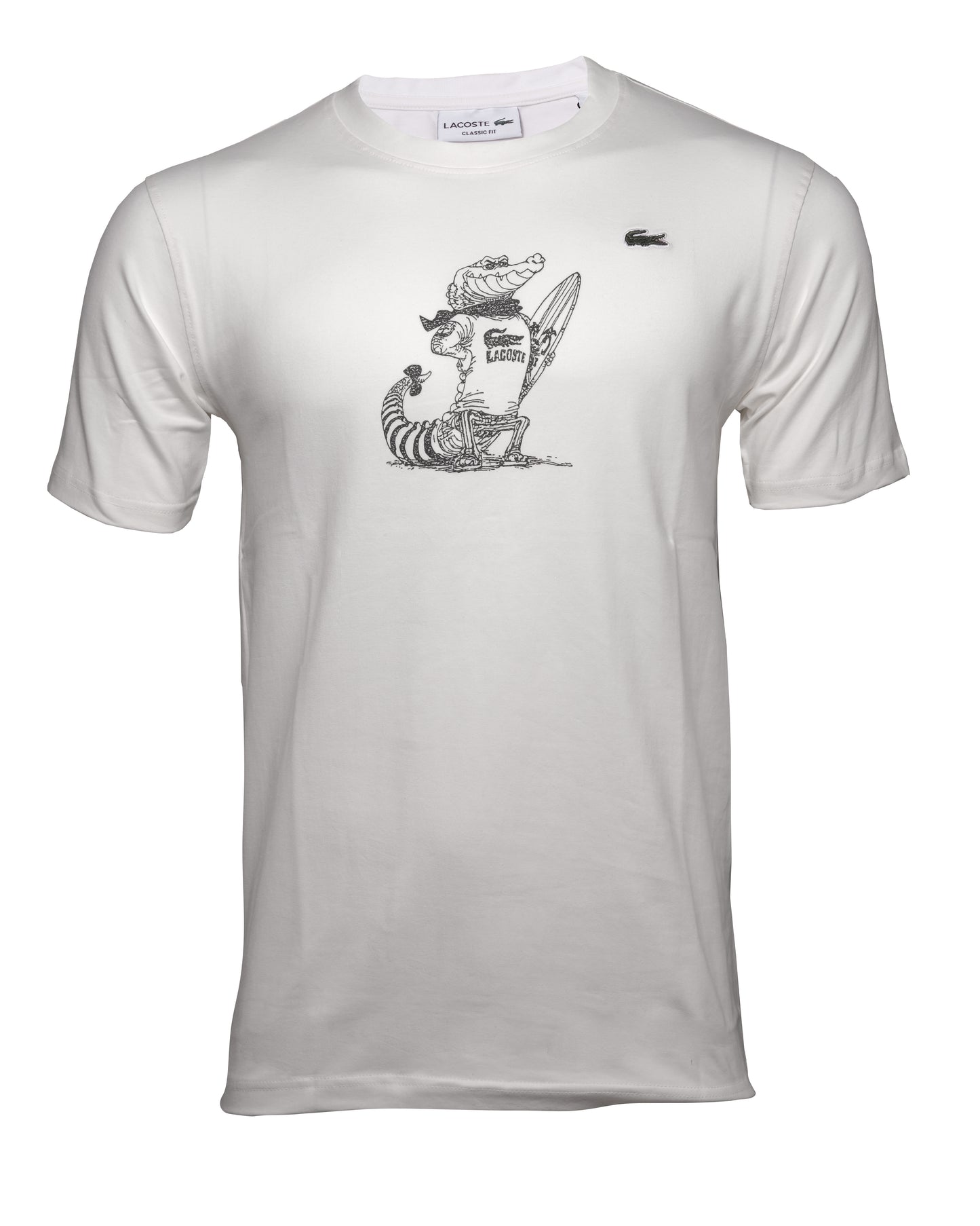 LACOSTE White Classic Fit Surfing Croc Graphic T-shirt