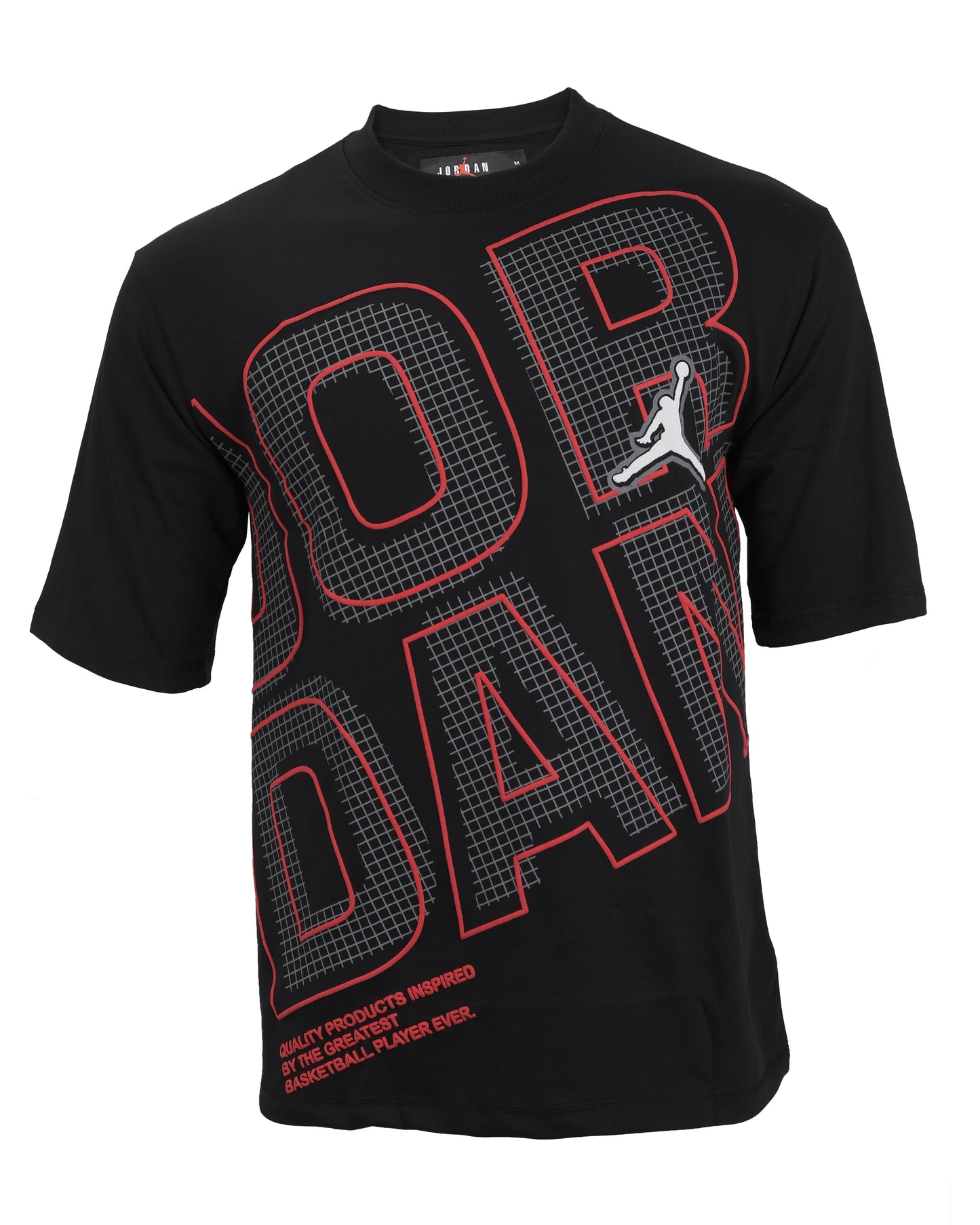 JORDAN Black Red Grid Logo Graphic Short Sleeve T-shirt