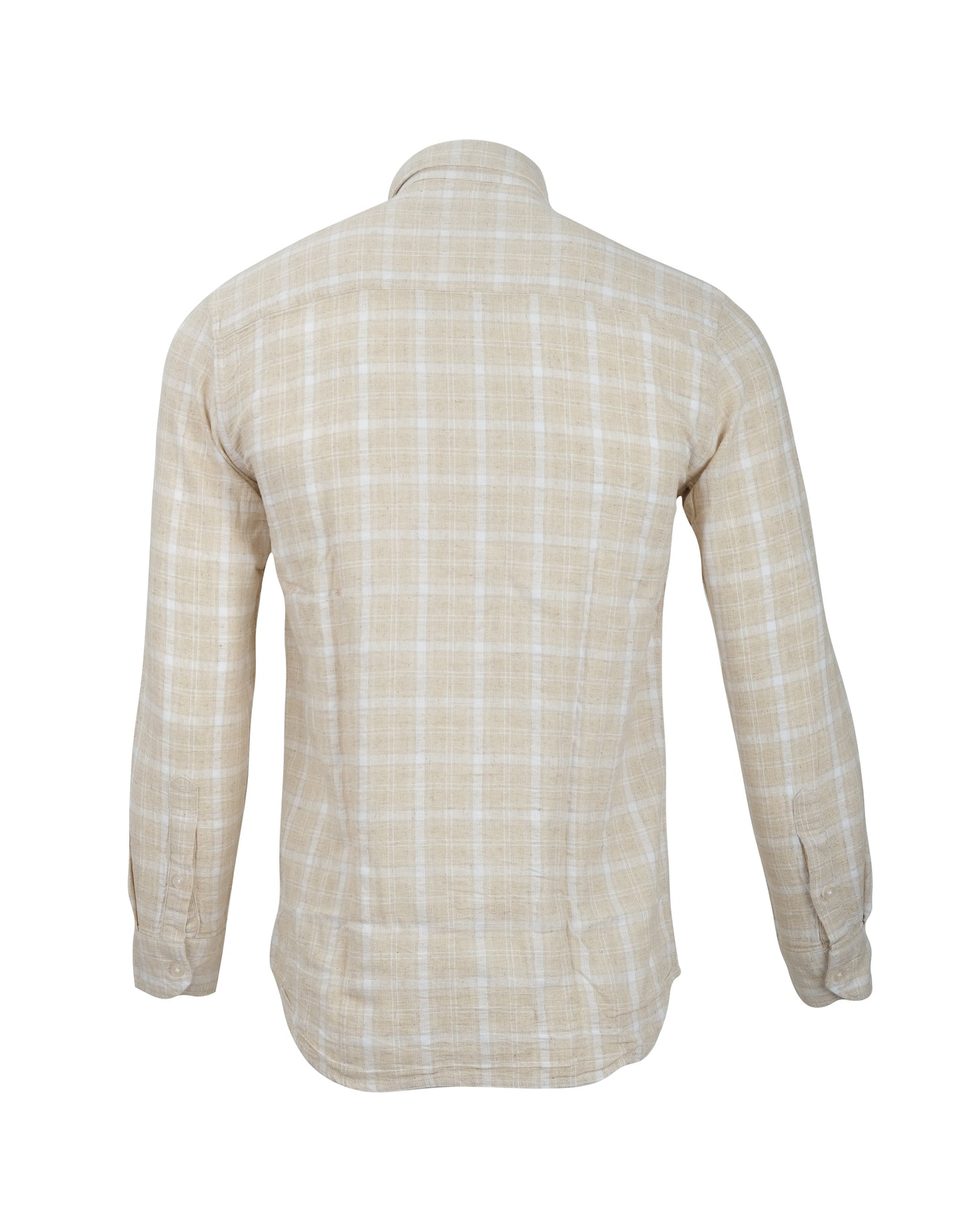 Banana Republic Beige Linen Blend Long Sleeve Plaid Button-Up Shirt