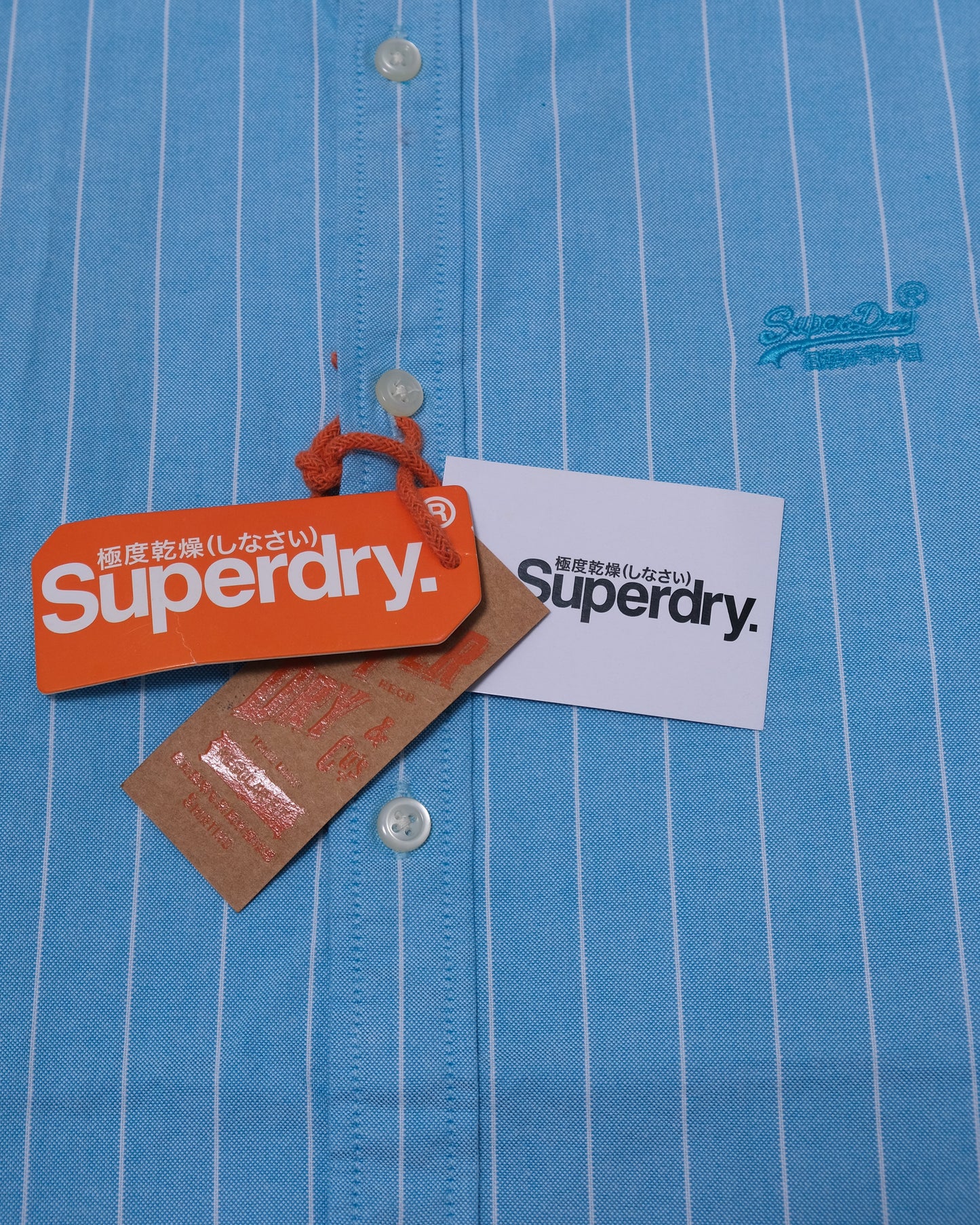 SUPERDRY Sky Blue Classic Pinstripe Oxford Long Sleeve Shirt