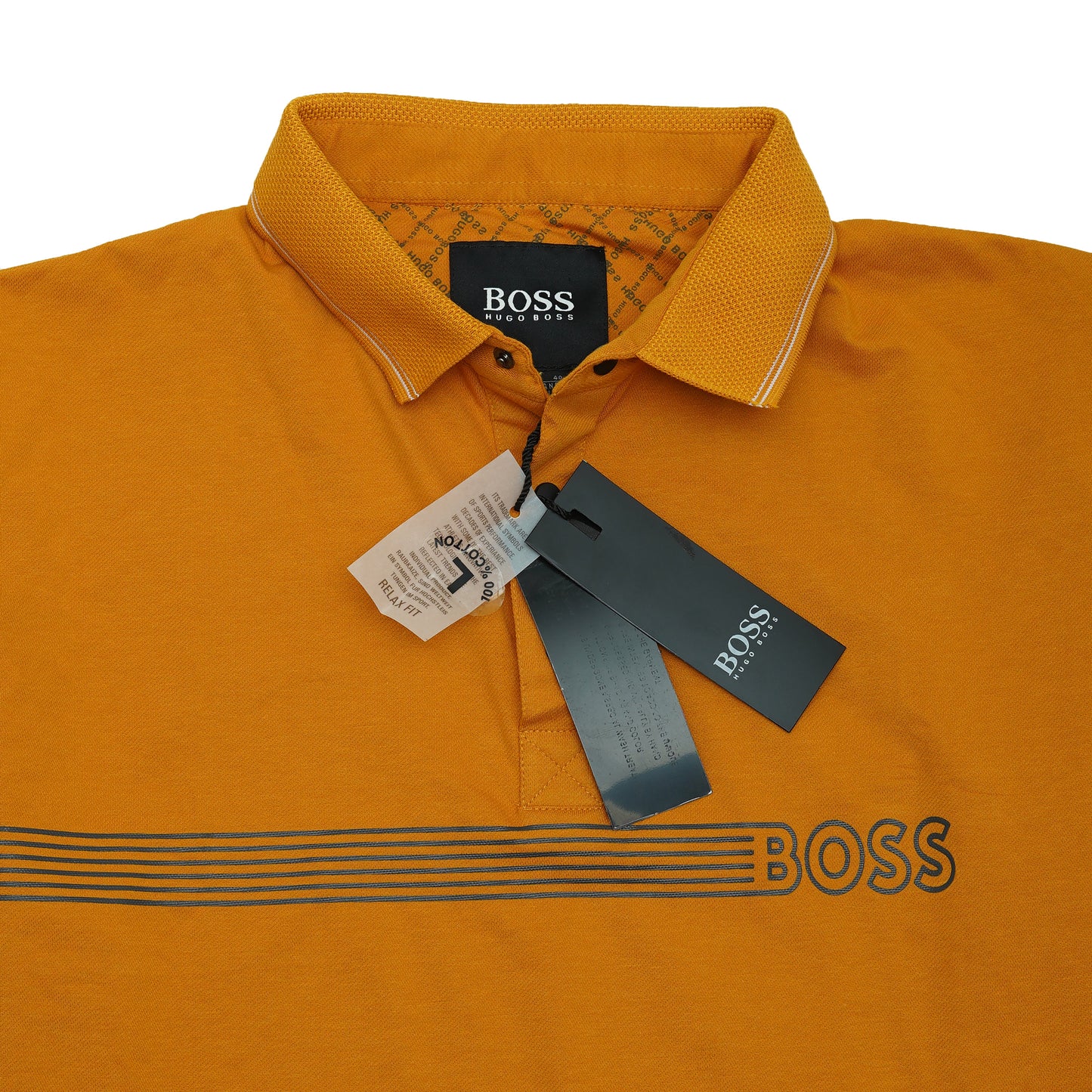 BOSS Golden Yellow Striped Polo Shirt