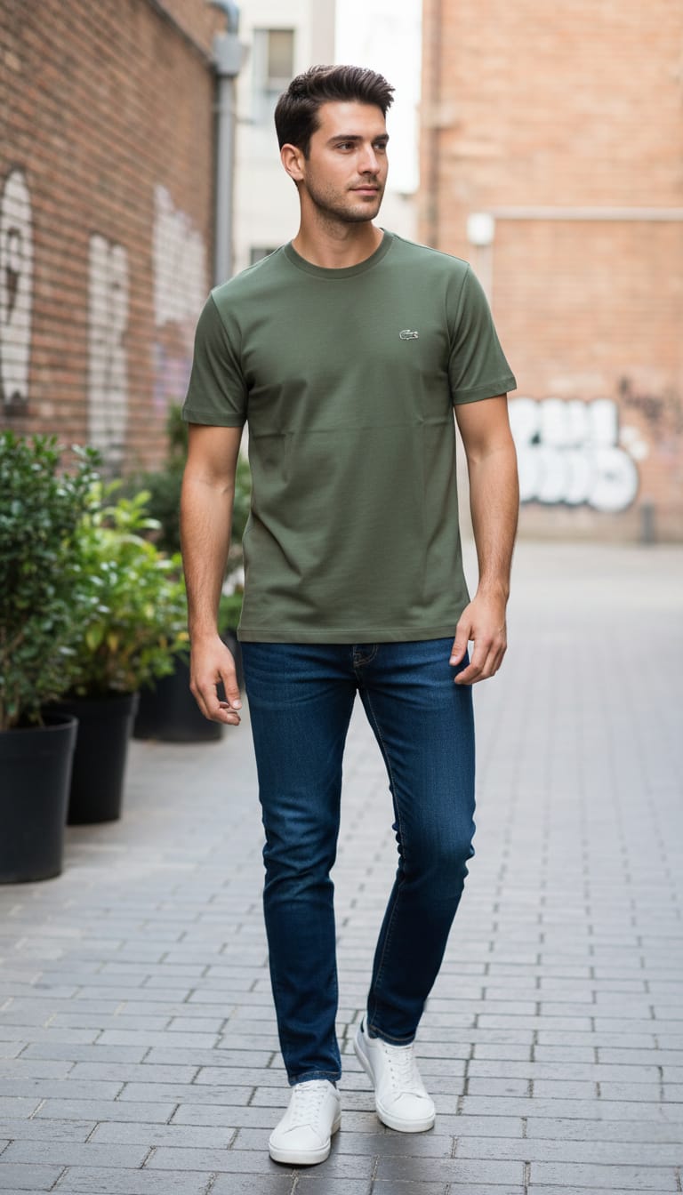 LACOSTE Enchanted Fern Tailored Fit Short Sleeve Cotton T-Shirt