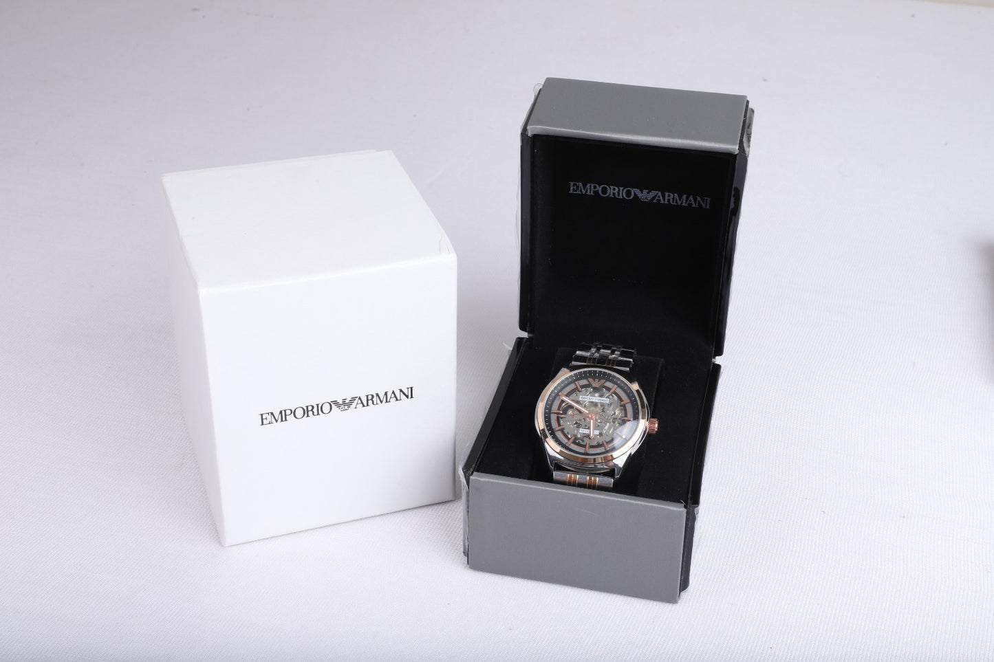 EMPORIO ARMANI Luminous Onyx Contemporary Chronograph Stainless Steel Watch