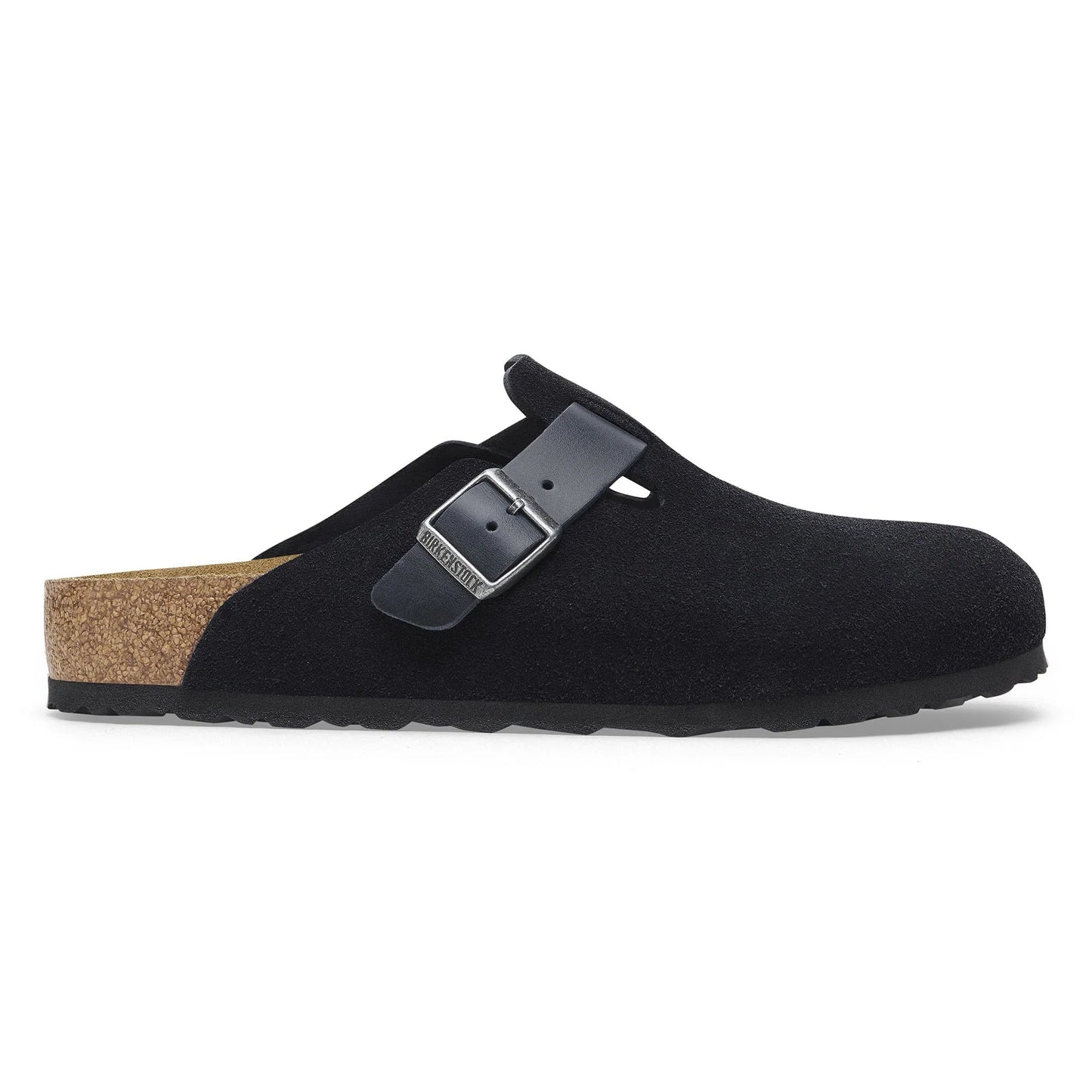 BIRKENSTOCK Midnight Onyx Soft Footbed Suede Clogs