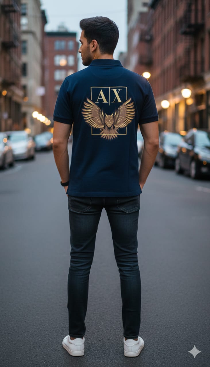 A|X Classic Fit Navy Polo Shirt with Logo