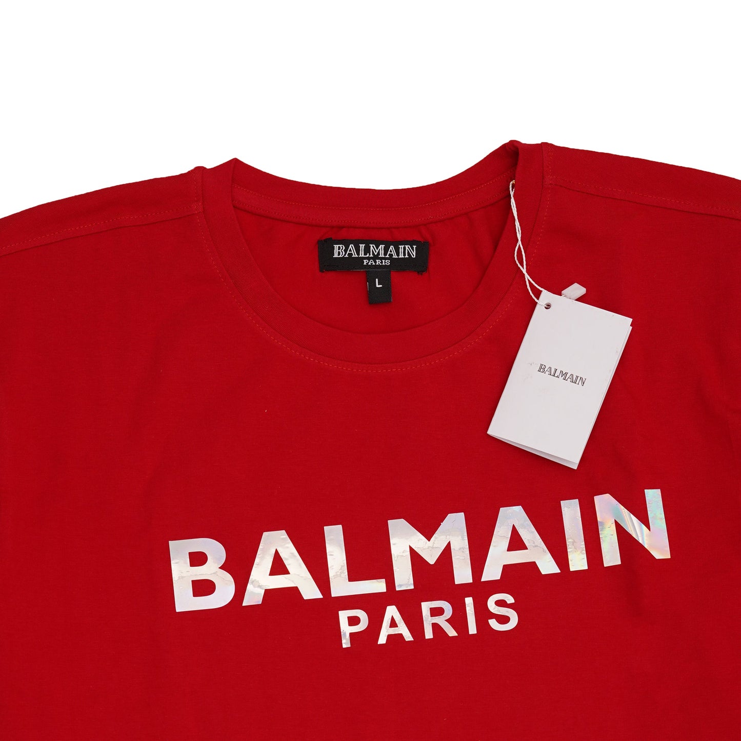 BALMAIN Paris Red Logo Graphic T-Shirt