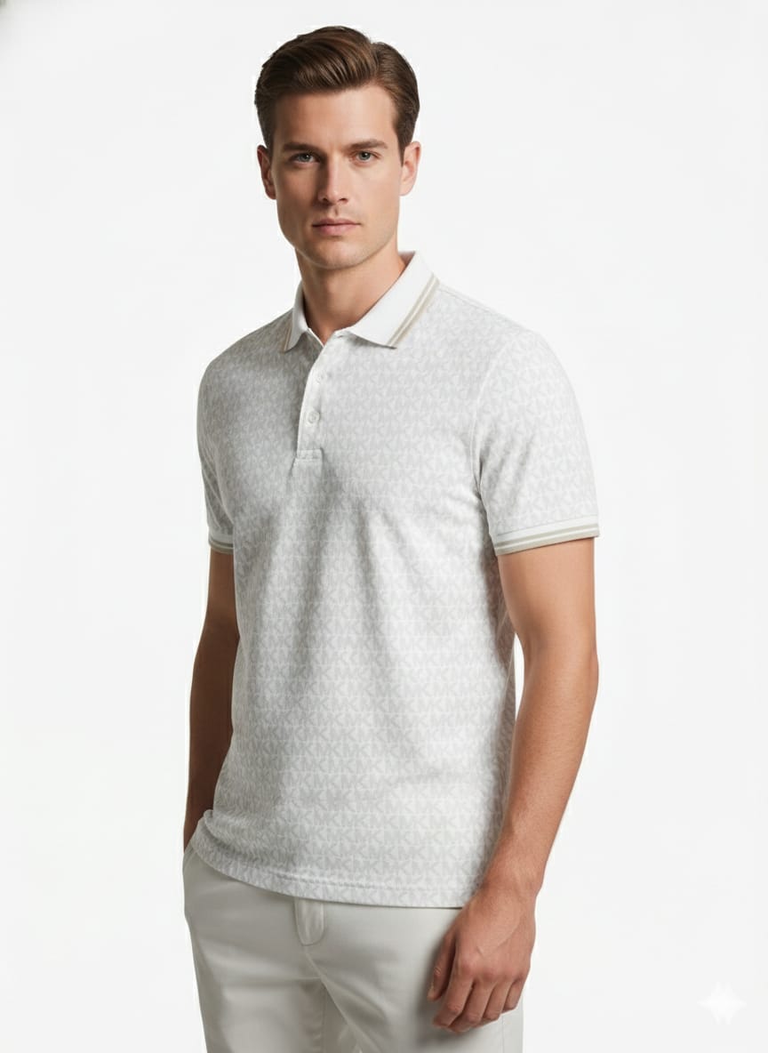 MICHAEL KORS Serene Pearl Tailored Fit Short Sleeve Piqué Polo Shirt