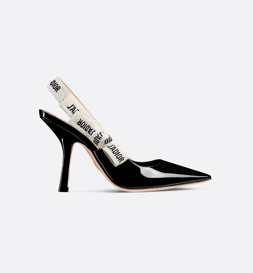 Dior Patent Leather Slingback Heels with Logo Detail