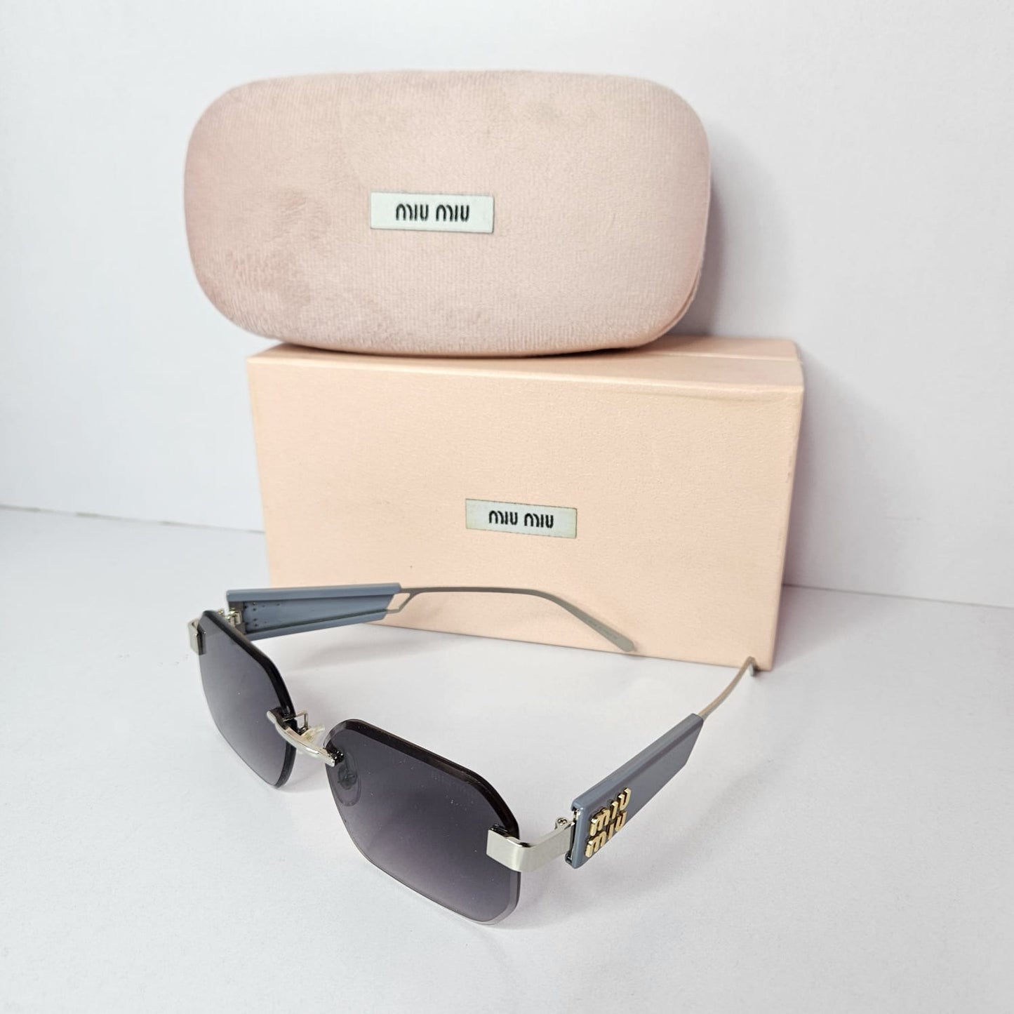 Miu Miu Mystic Onyx Retro Square Sunglasses with Luxe Case