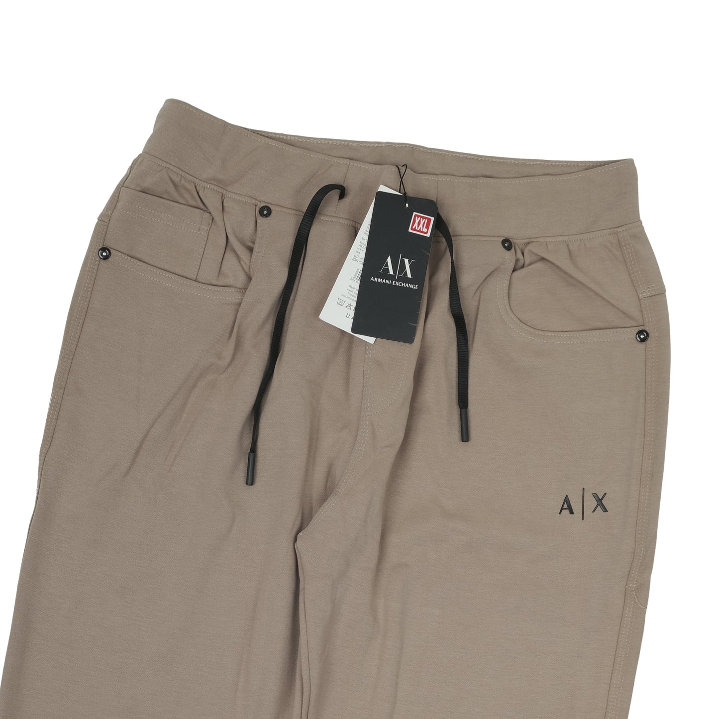 ARMANI EXCHANGE Khaki Beige Drawstring Logo Jogger Pants