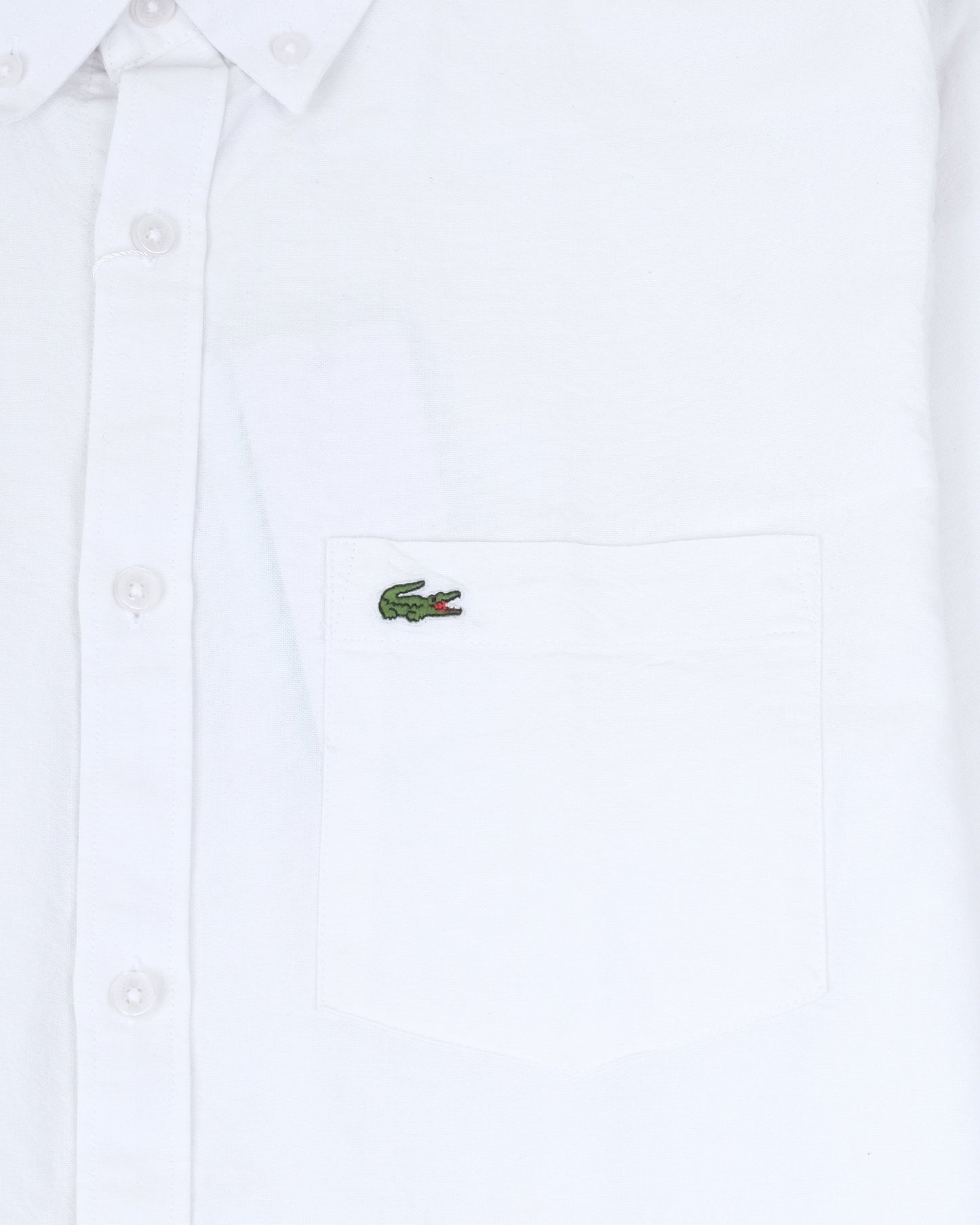 LACOSTE White Classic Fit Long Sleeve Cotton Oxford Shirt