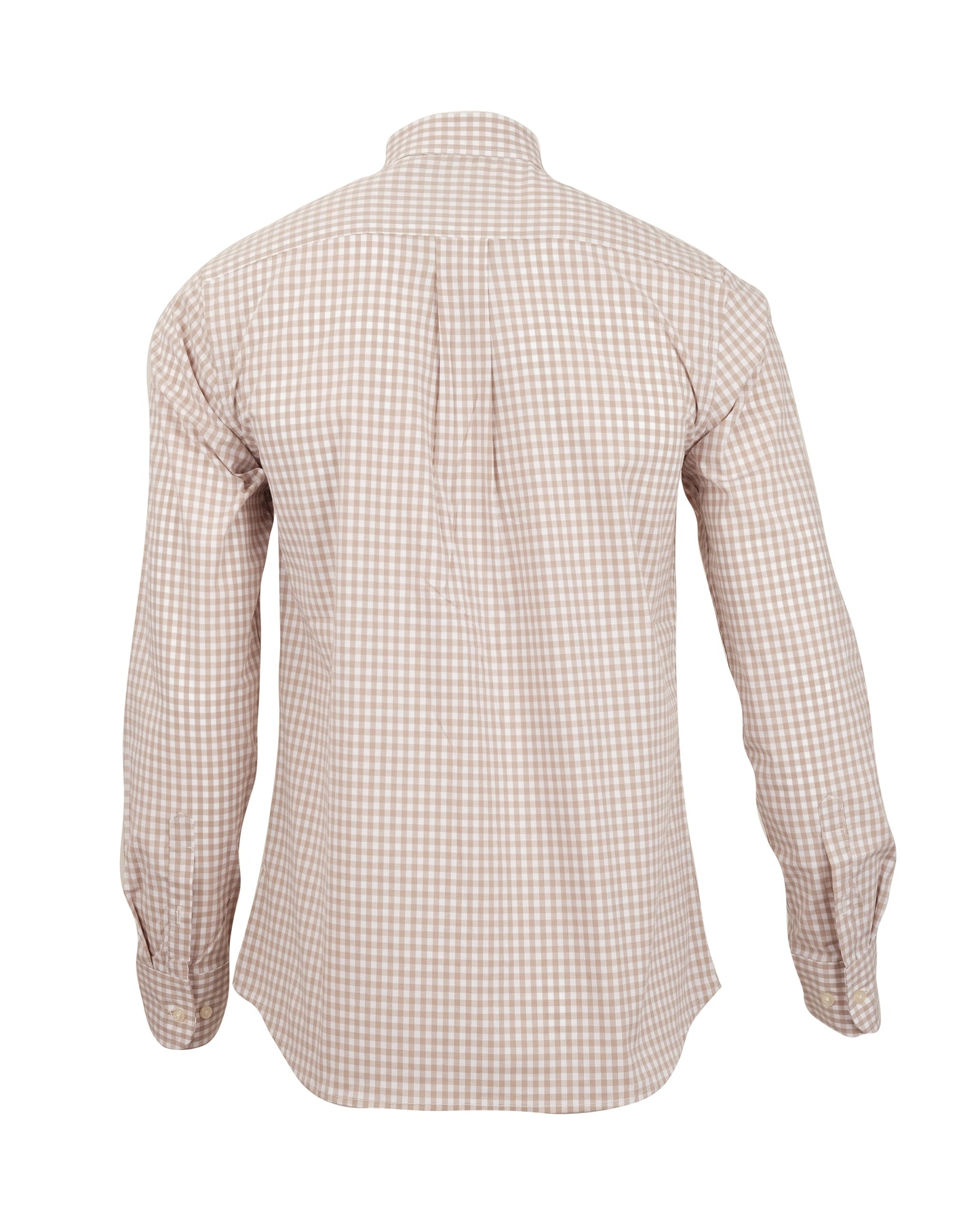 RALPH LAUREN Beige Gingham Check Classic Fit Long Sleeve Oxford Shirt