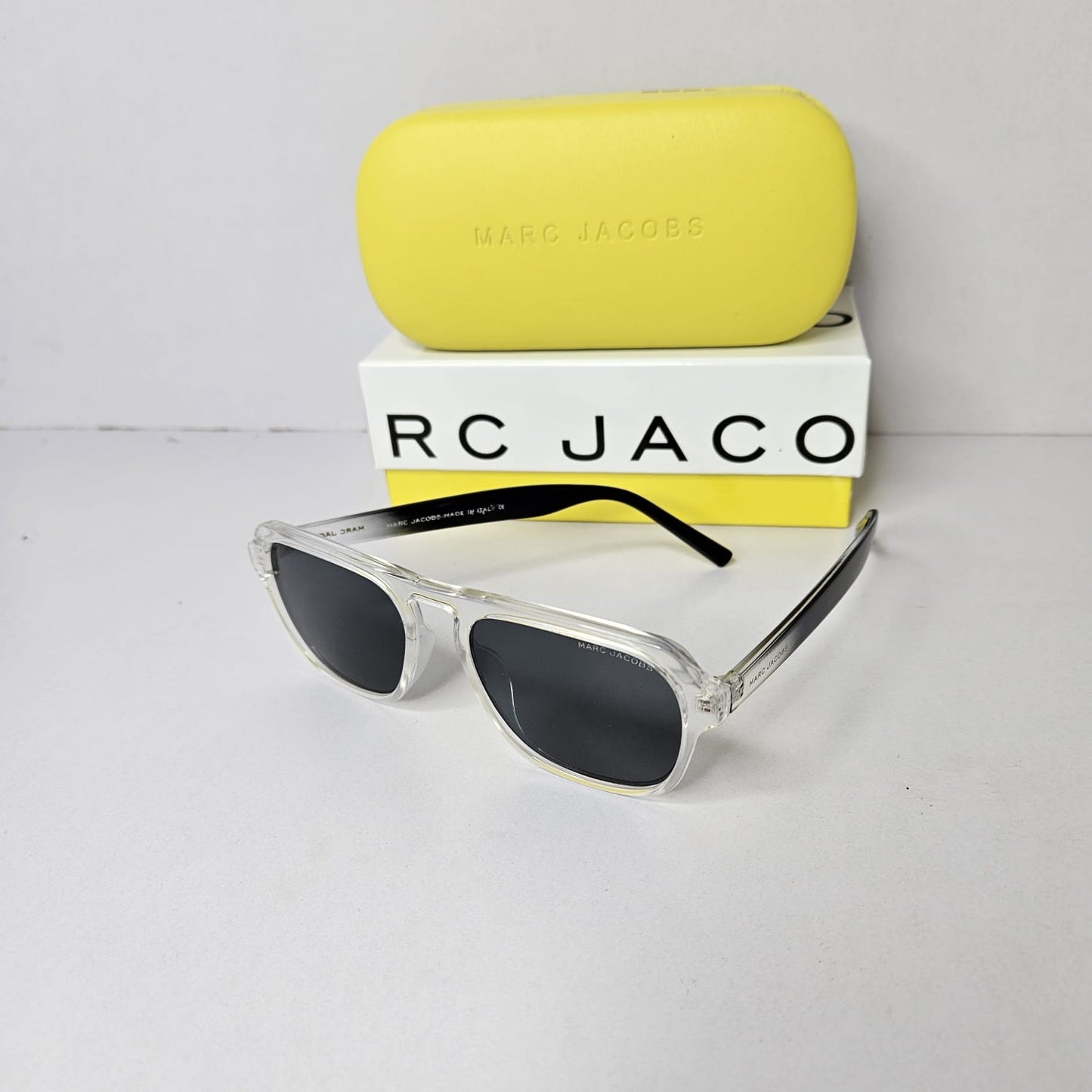 MARC JACOBS Celestial Crystal Retro Clear Frame Sunglasses with Onyx Lenses