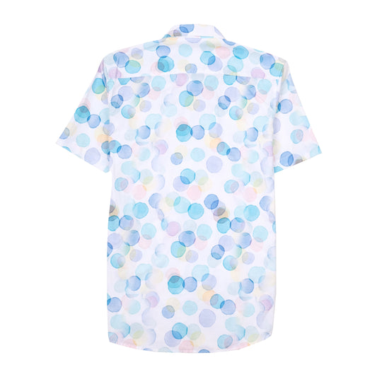 ZARA Tranquil Aqua Slim Fit Short Sleeve Cotton Shirt