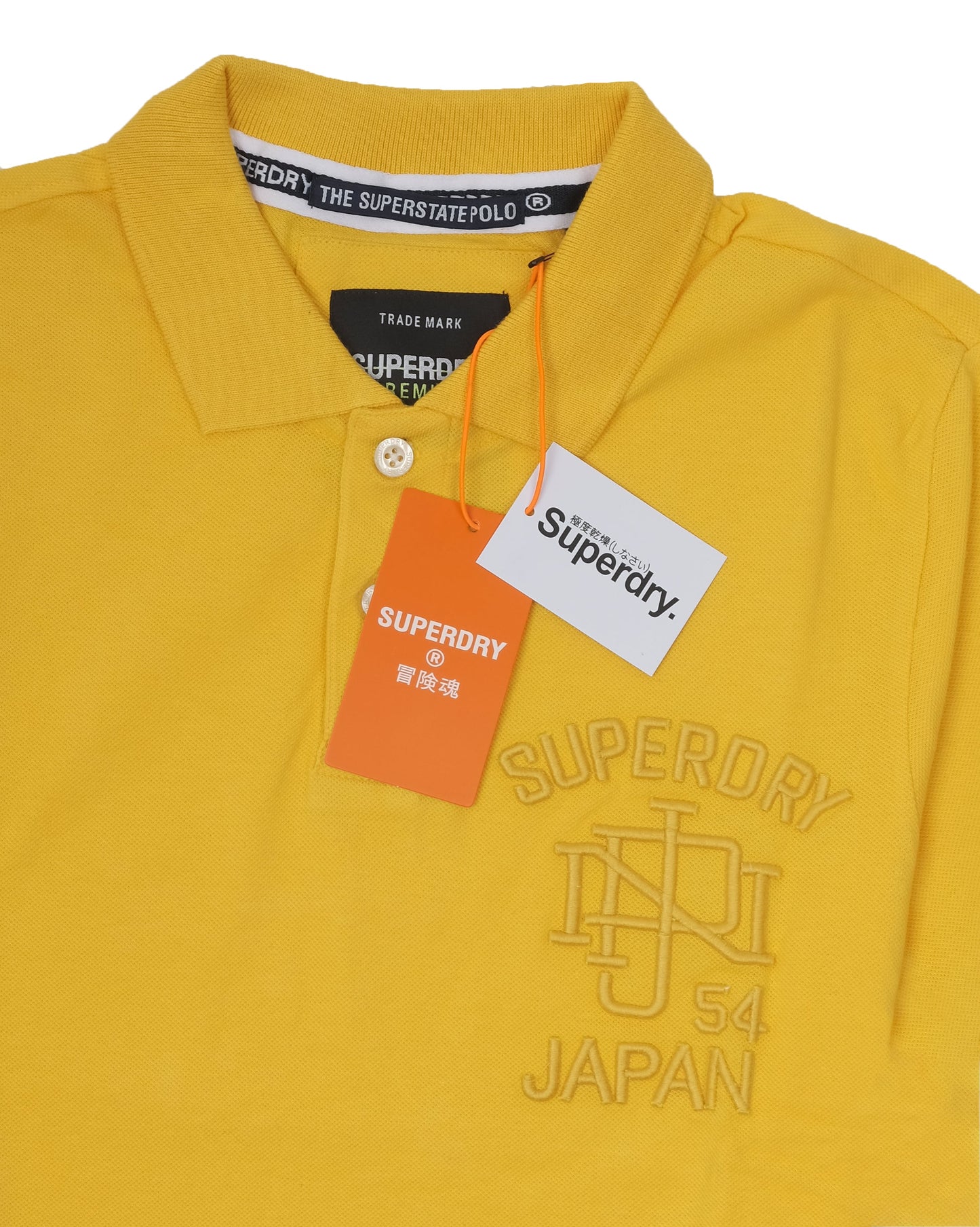 SUPERDRY Mustard Yellow Superstate Embroidered Logo Classic Polo Shirt