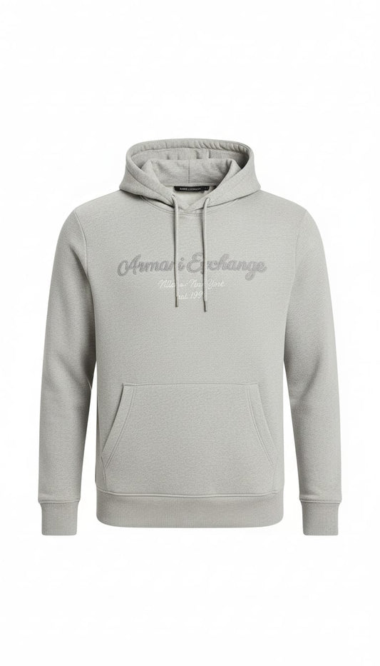 Armani Exchange Classic Logo Hoodie in Light Grey