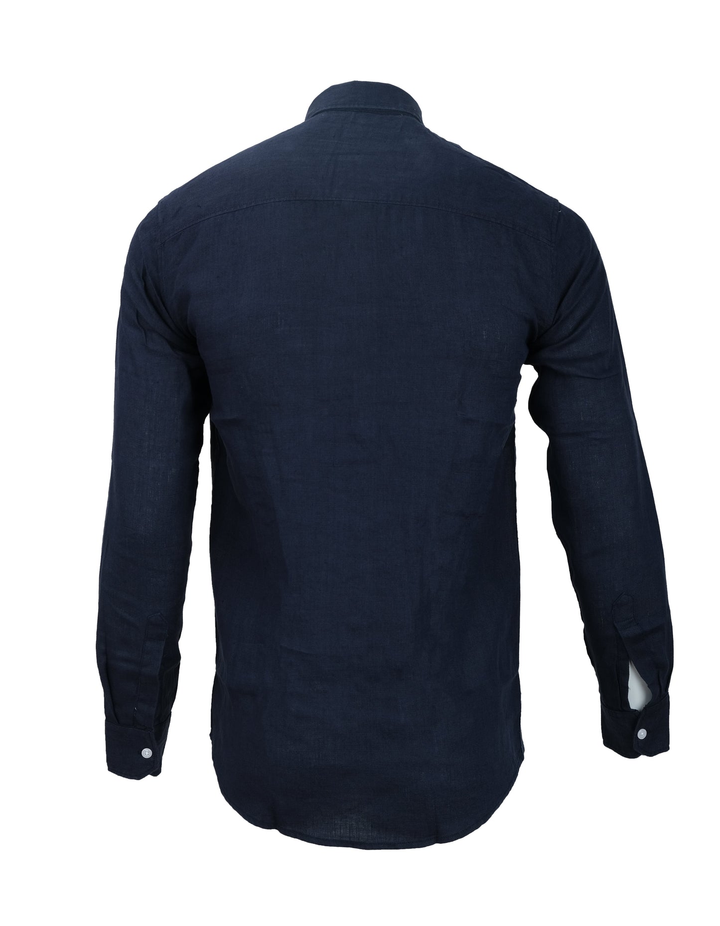 TOMMY HILFIGER Navy Blue Linen Classic Fit Long Sleeve Shirt