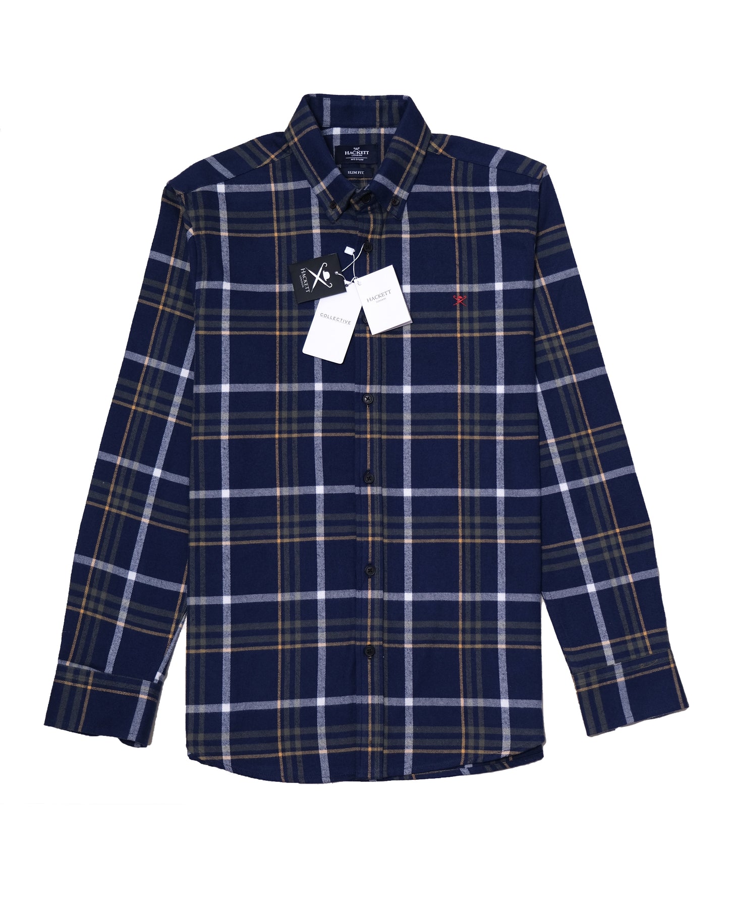 HACKETT Navy Olive Heritage Large Check Flannel Shirt