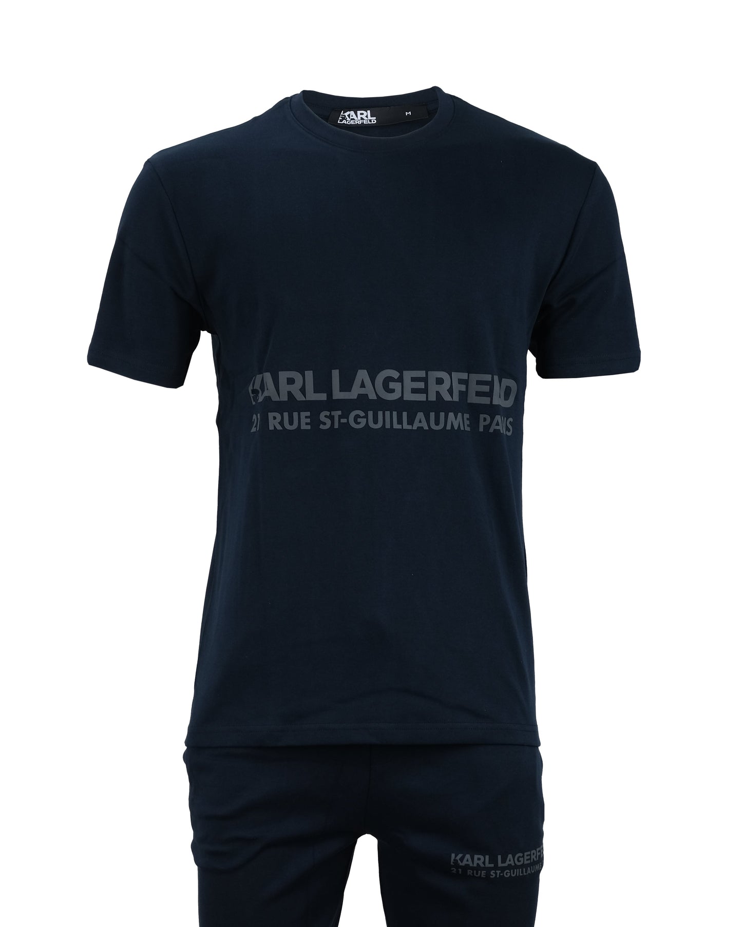 KARL LAGERFELD Midnight Navy Luxe Graphic Crewneck Tee