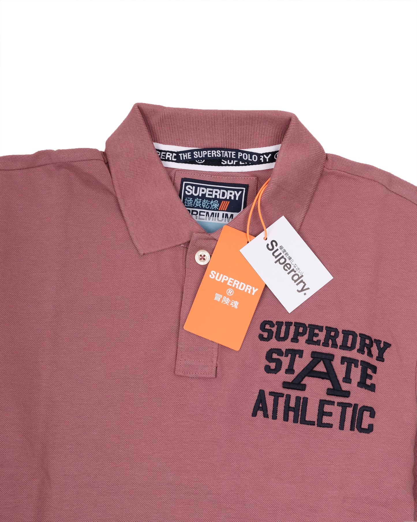 SUPERDRY Mauve Superstate Athletic Logo Cotton Polo Shirt