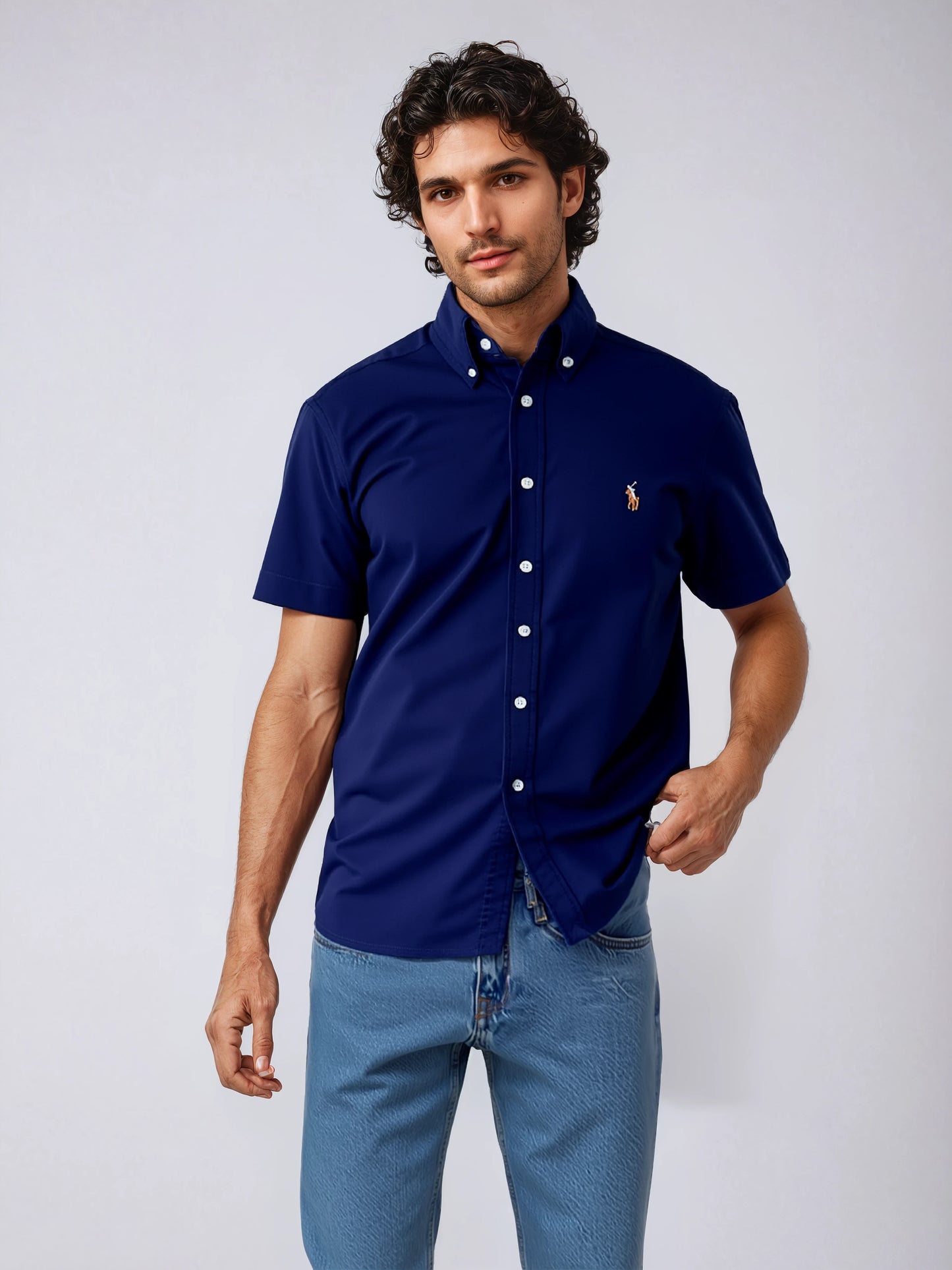 POLO RALPH LAUREN Azure Wave Classic Fit Short Sleeve Button-Down Shirt