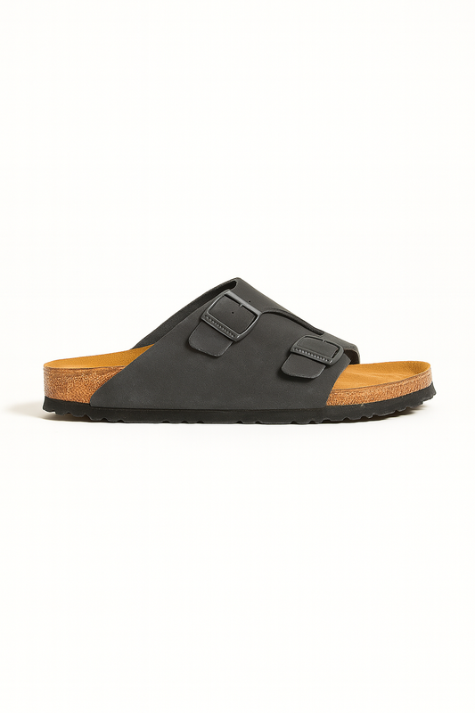 BIRKENSTOCK Obsidian Slate Classic Double Buckle Slide Sandals