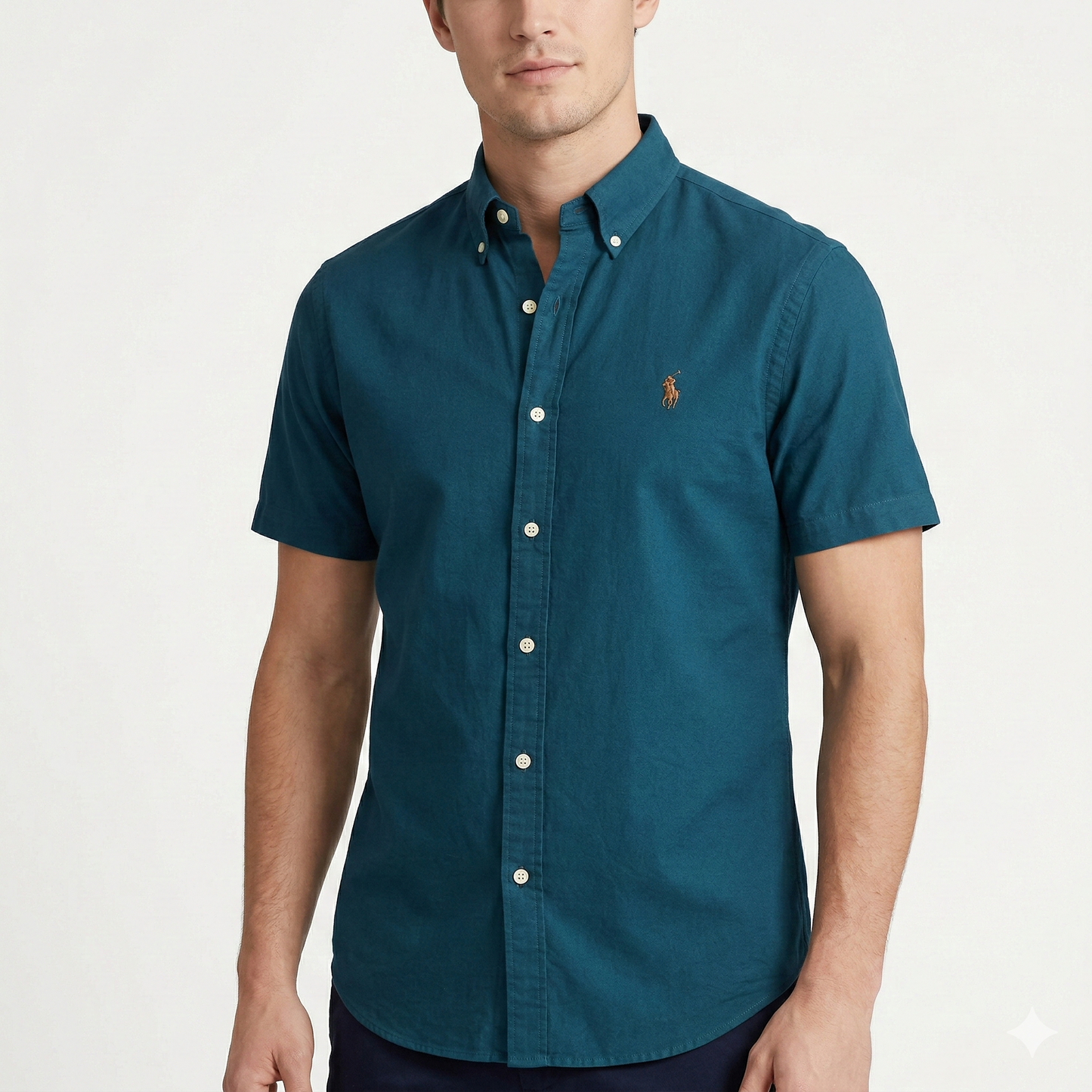 POLO RALPH LAUREN Tranquil Teal Tailored Fit Short Sleeve Linen Shirt