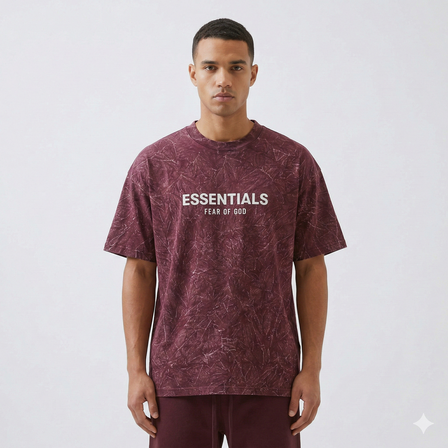 ESSENTIALS FEAR OF GOD Crimson Ember Relaxed Fit Drop Shoulder Short Sleeve T-Shirt