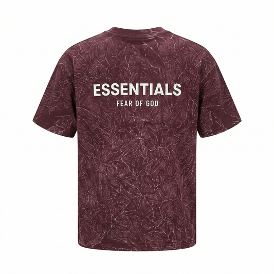 ESSENTIALS FEAR OF GOD Crimson Ember Relaxed Fit Drop Shoulder Short Sleeve T-Shirt
