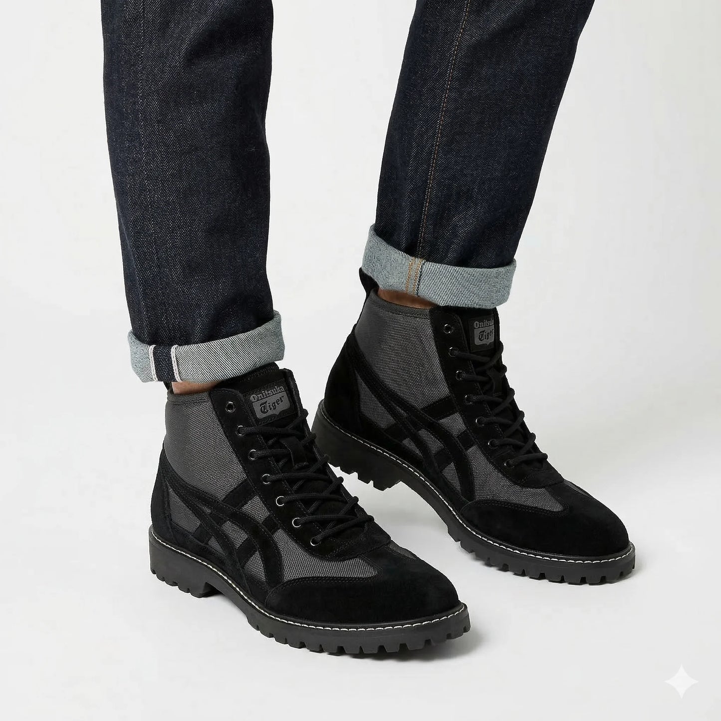 ONITSUKA TIGER Charcoal Mist Rugged Fit Suede and Mesh Hiking Boots