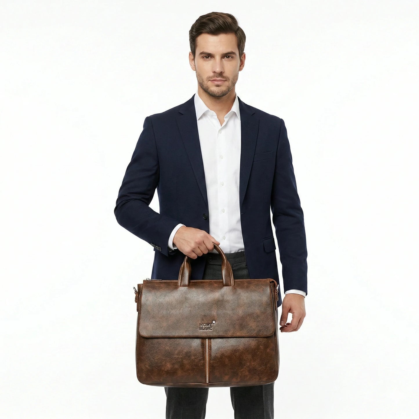 MONTBLANC Rustic Chestnut Luxe Leather Briefcase