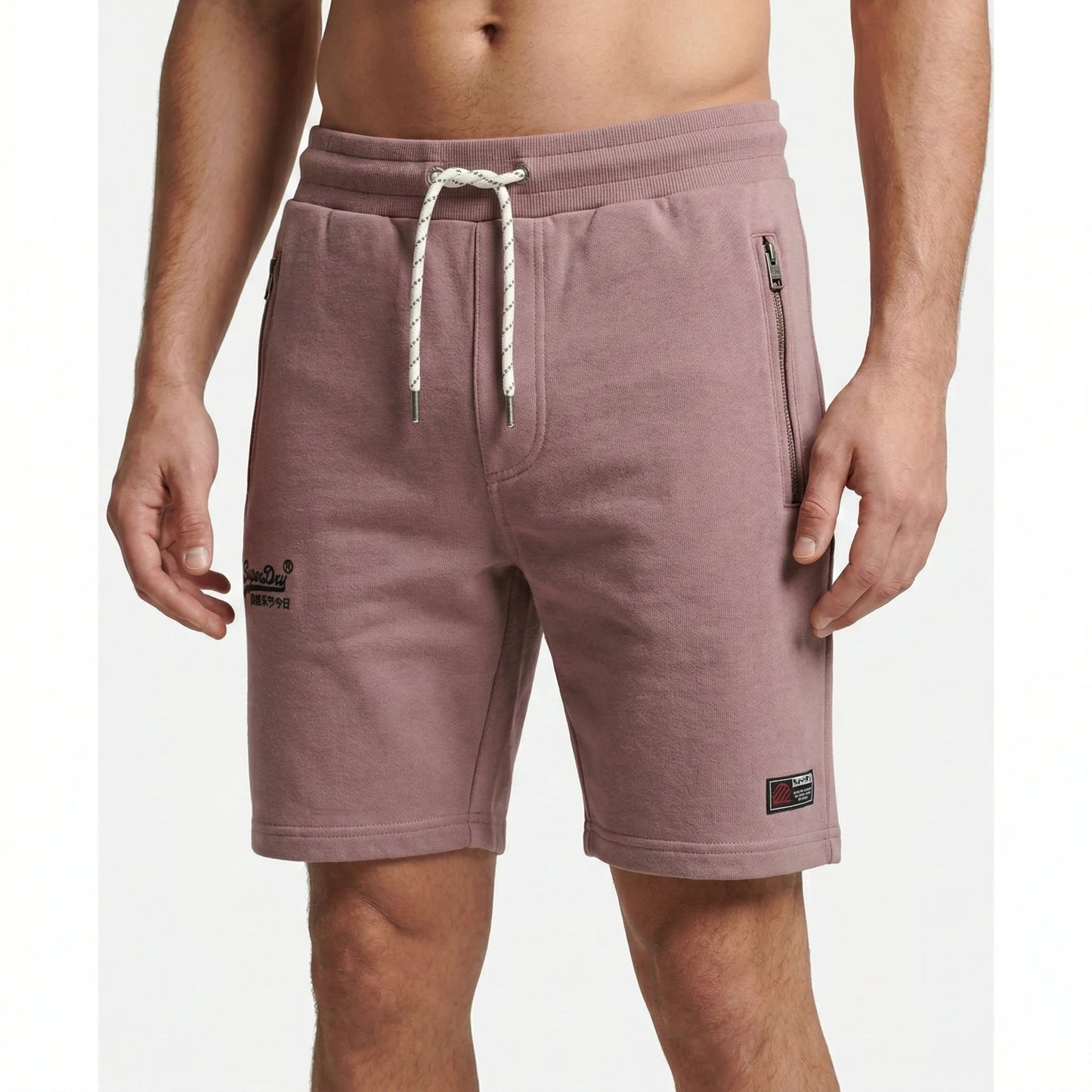 SUPERDRY Blushing Quartz Casual Fit Vintage Logo Zip Pocket Sweat Shorts